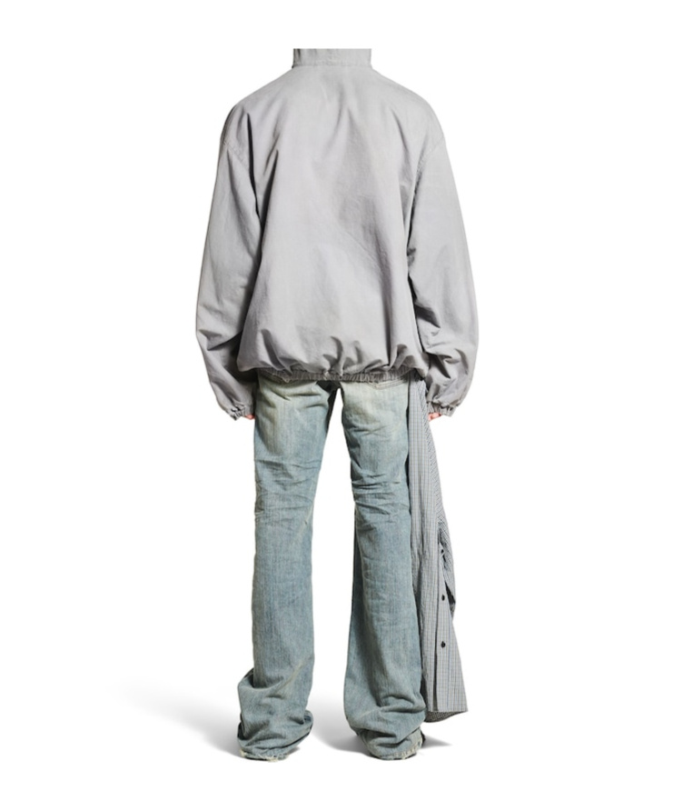 Balenciaga Oversized Cotton Logo Jacket In Gray
