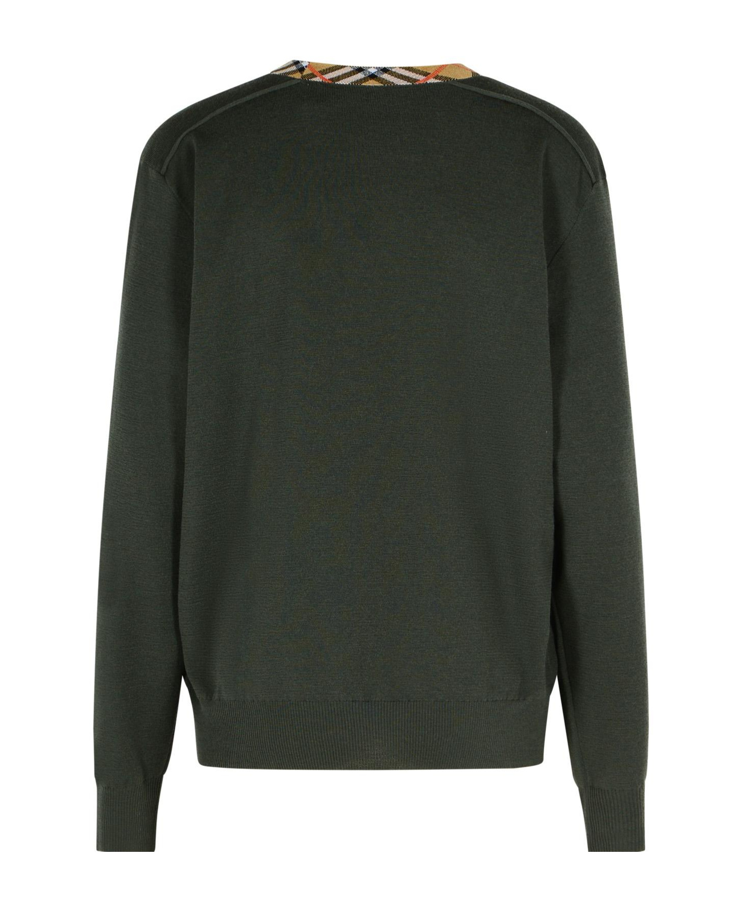BURBERRY CHECK-COLLAR SWEATER