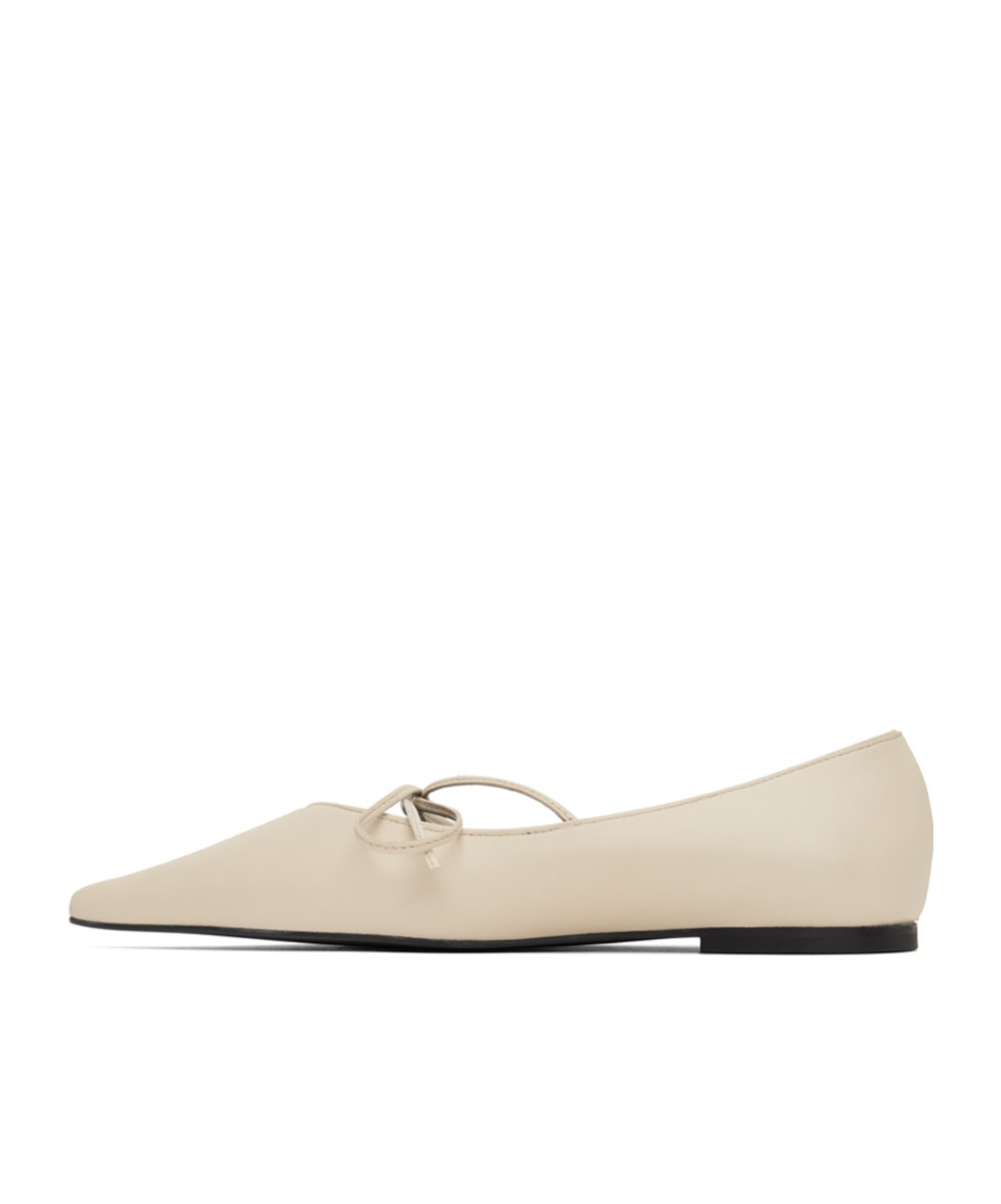 Shop Anine Bing Nikki Leather Ballerina Shoes In Nude