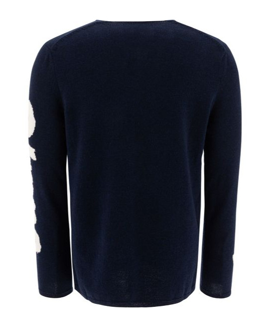 Comme Des Garçons Men's Crew Neck Graphic Print Sweater In Blue