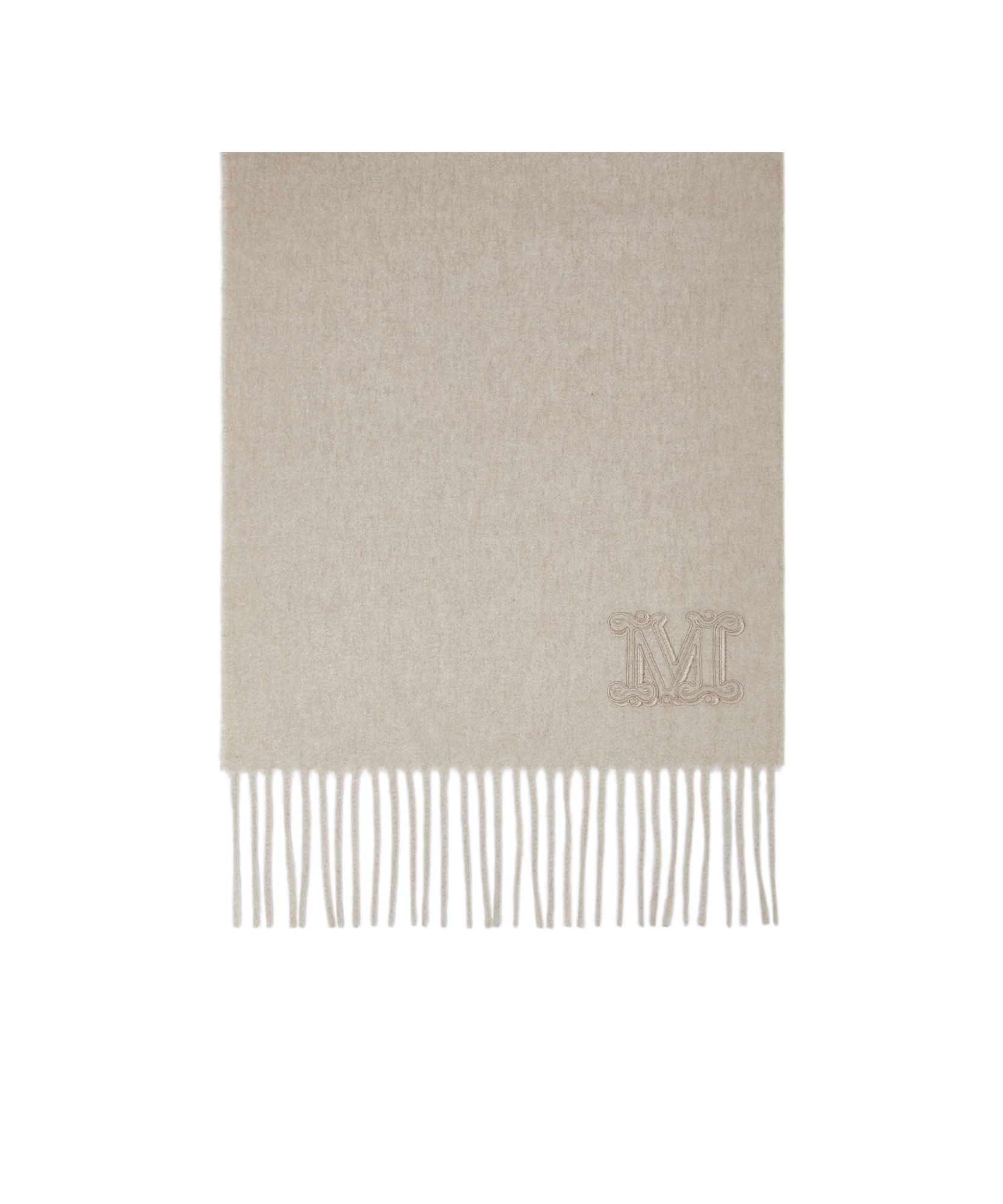 Max Mara Cashmere Shawl With Letter Embroidery In Nude