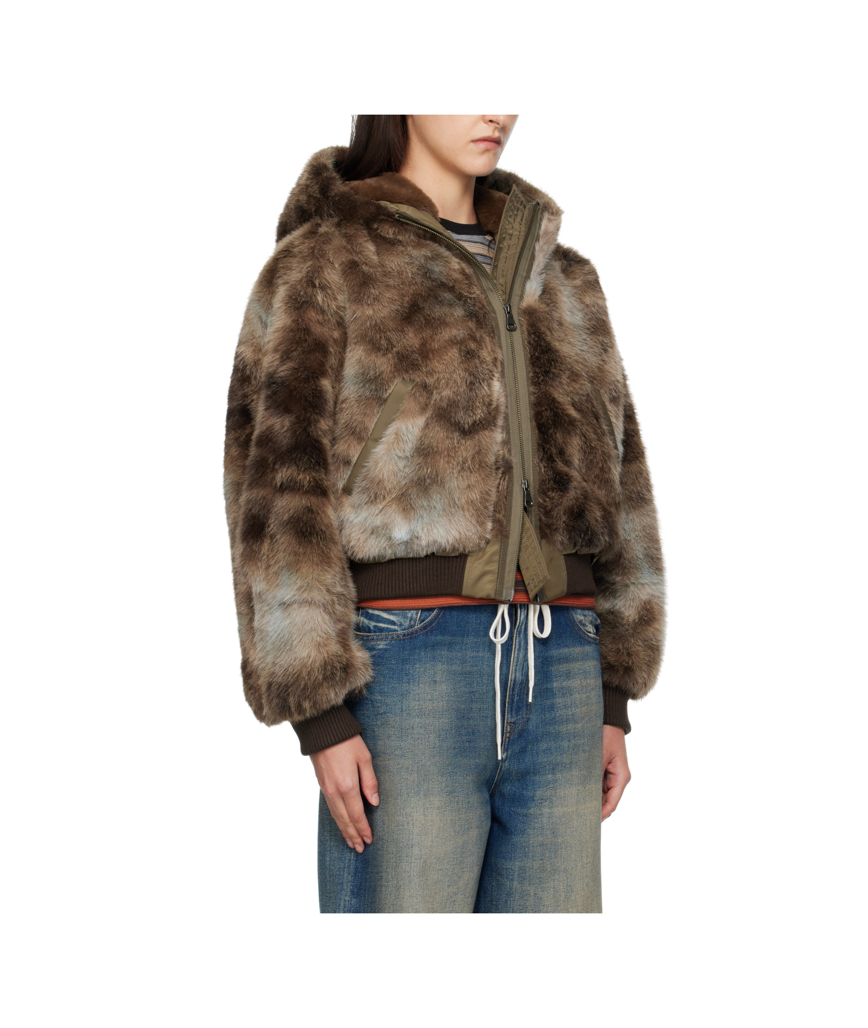 Andersson Bell Vanessa Faux Fur Jacket In Brown
