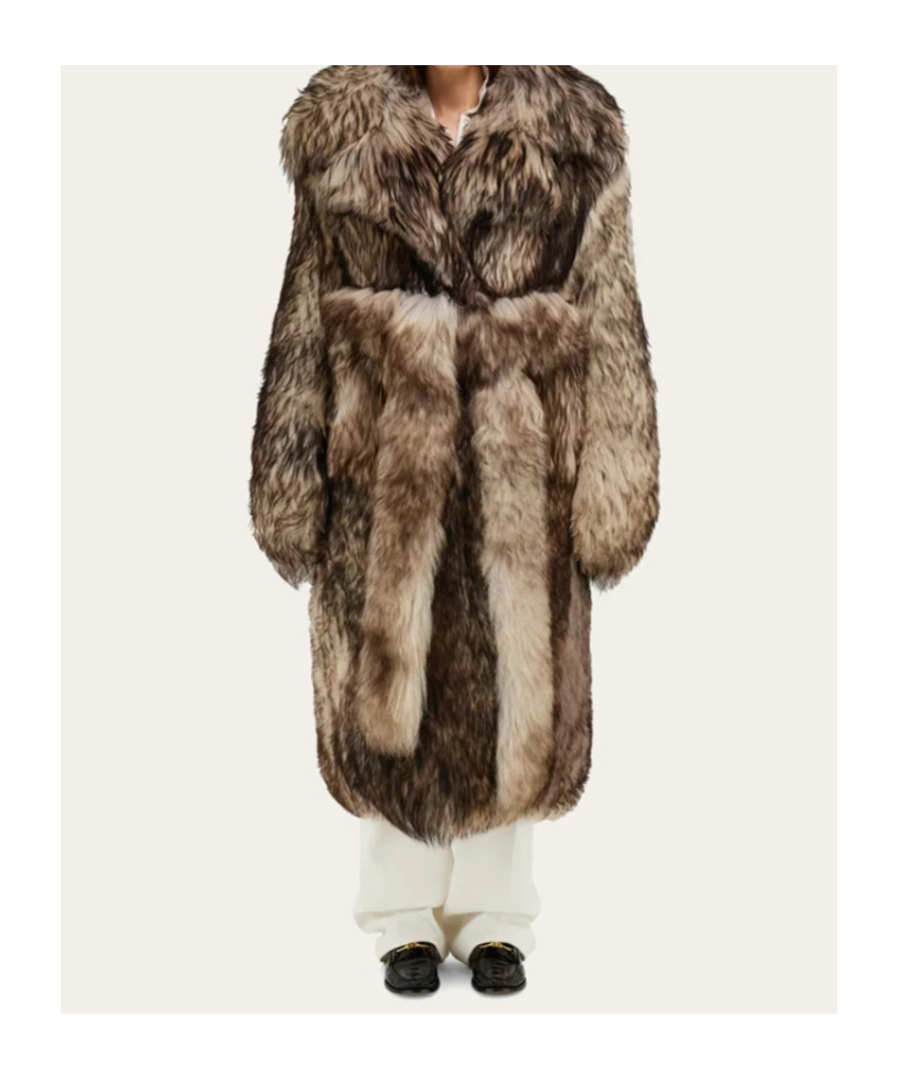 Ferragamo Leather And Shearling Coat In Brown