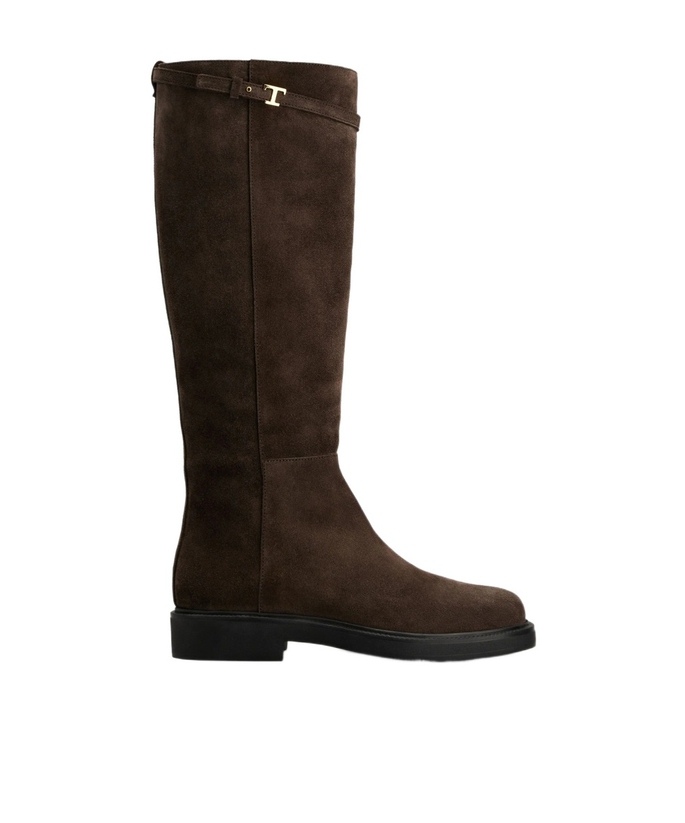 Tod's Round Toe Boots In Brown