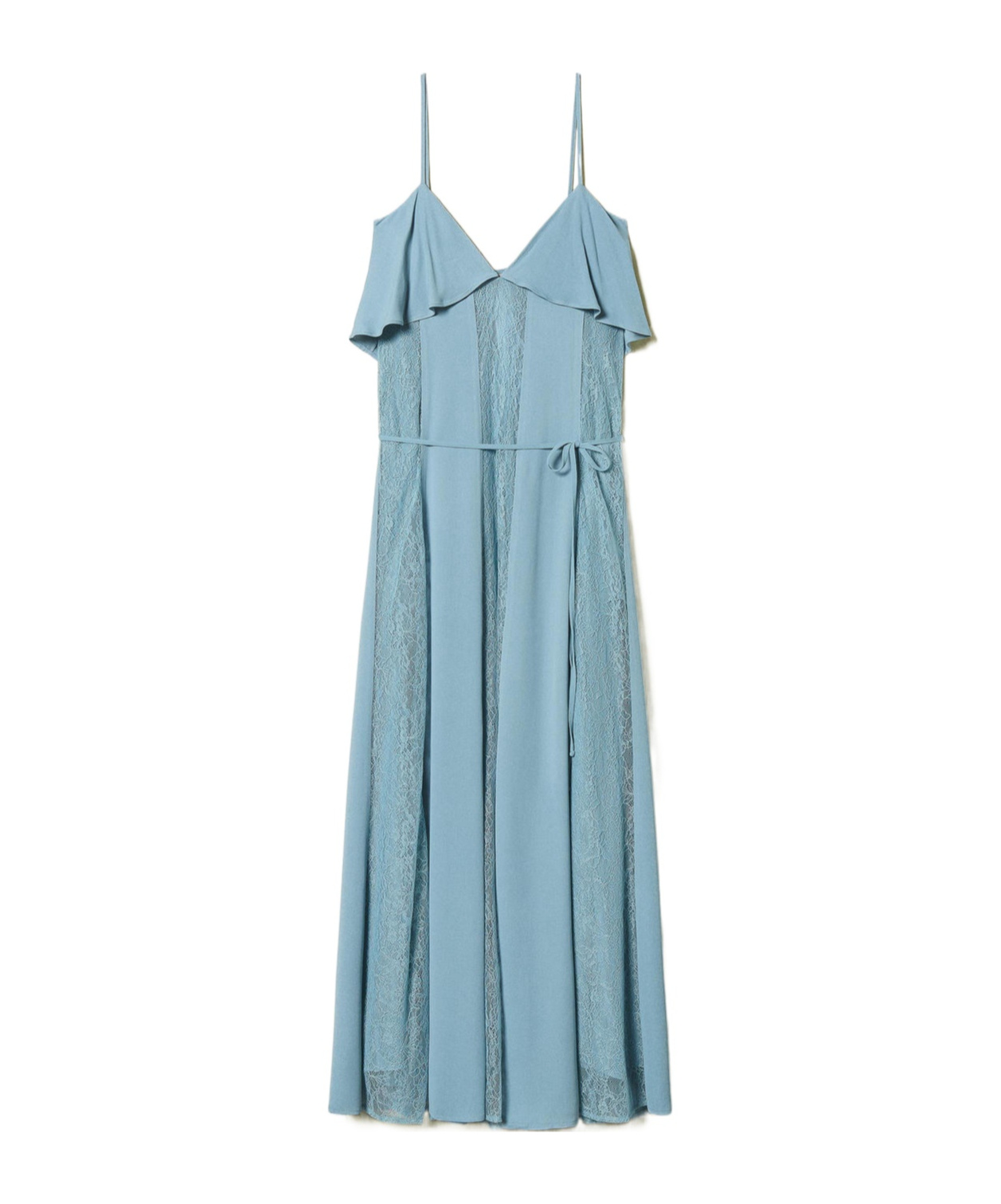 Shop Twinset Ruffled Lace Dress In Blue