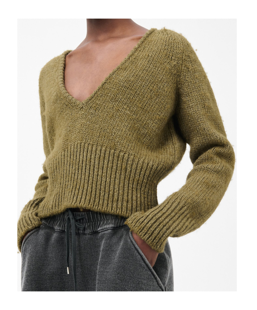 Our Legacy Cropped Brown Knitted Sweater In Green