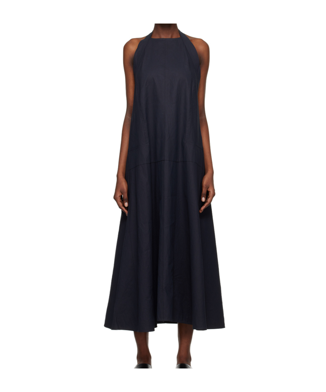 Studio Nicholson Open-back Flared Long Dress In Black