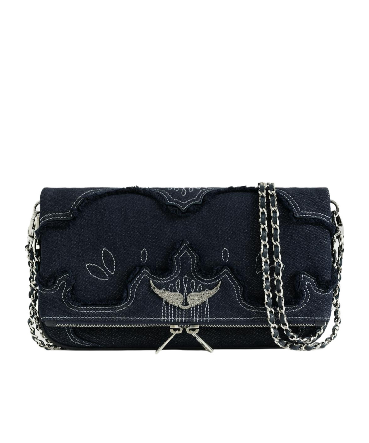 Zadig & Voltaire Rock Denim Clutch In Black