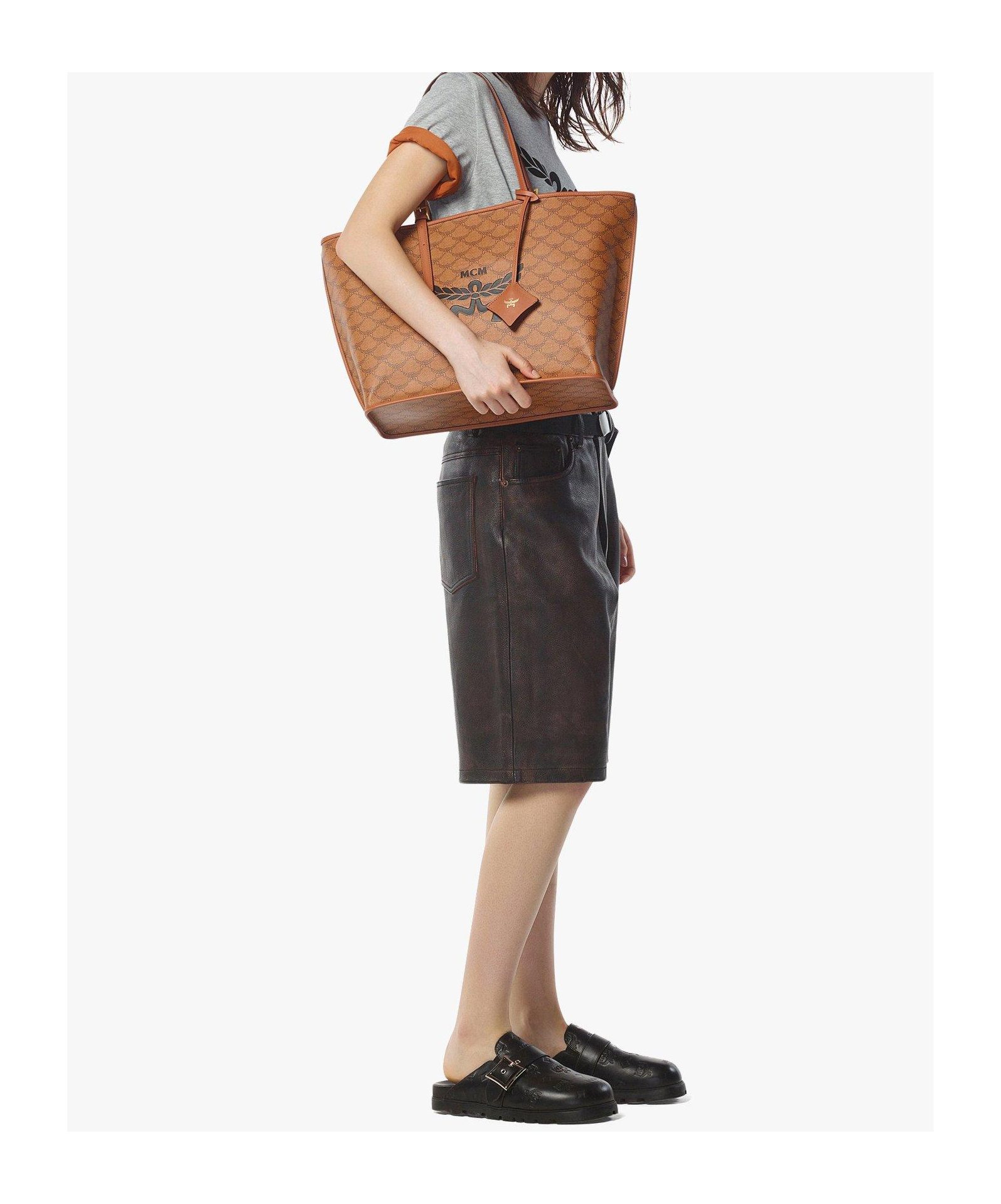 Mcm Himmel Medium Lauretos Shopper Tote In Brown