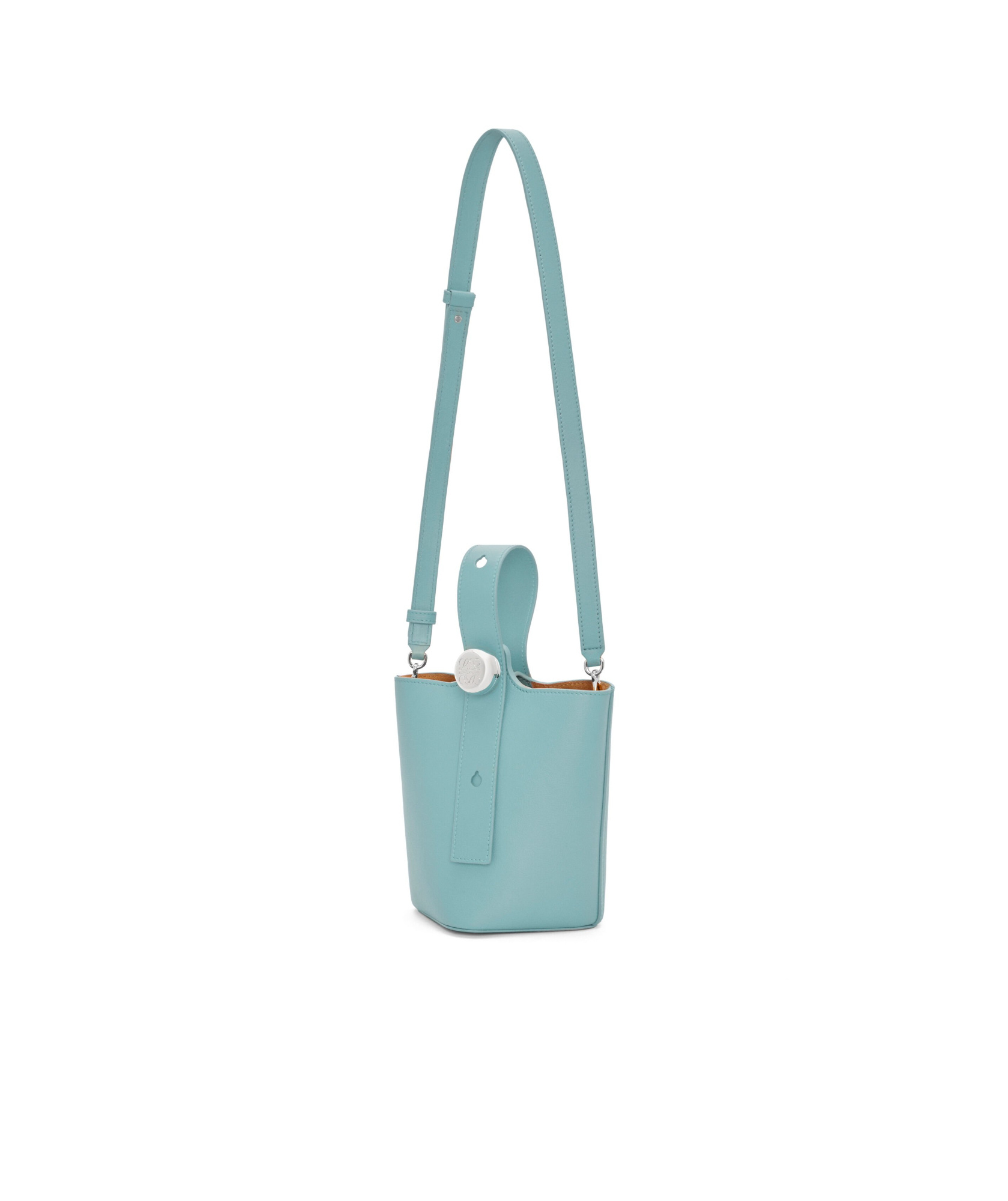 Loewe Mini Pebbled Leather Bucket Bag In Blue
