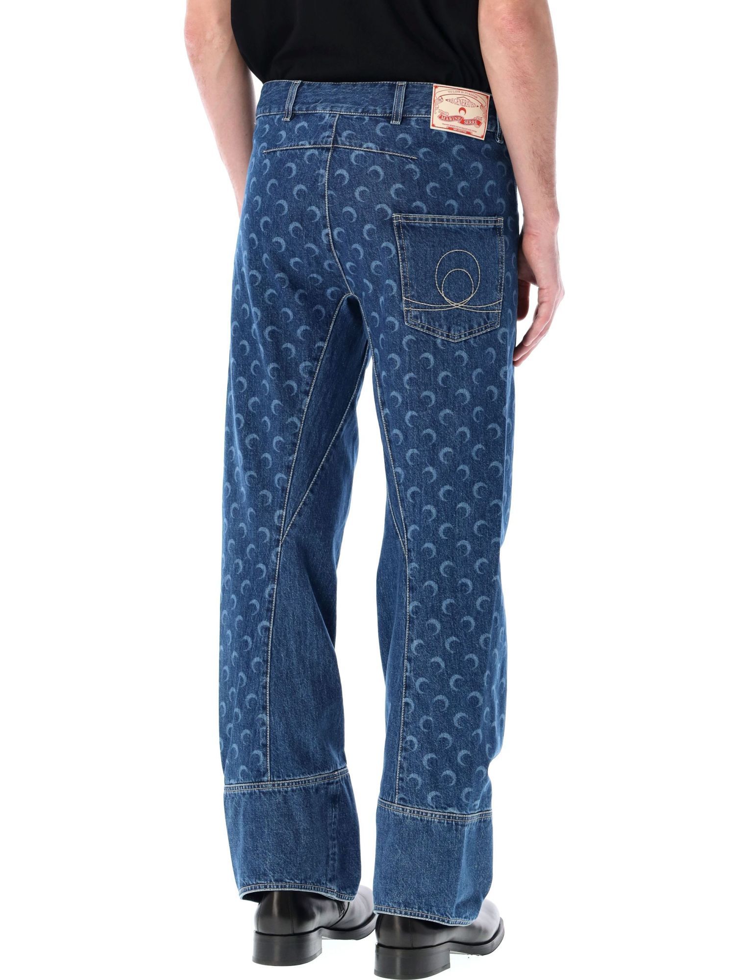 Marine Serre All Over Moon High-rise Straight Jeans In Blue