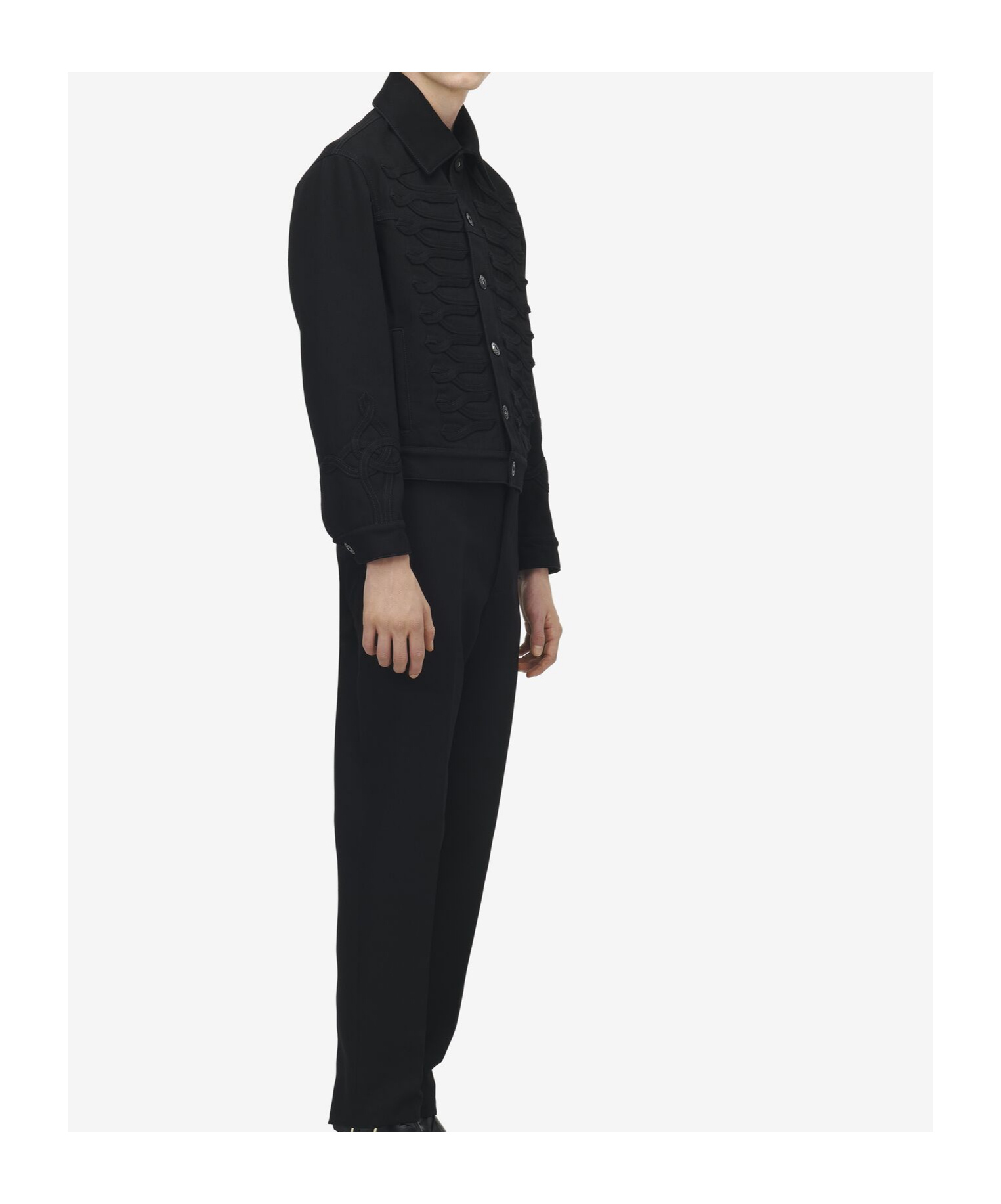 Alexander Mcqueen Button Detail Denim Jacket In Black