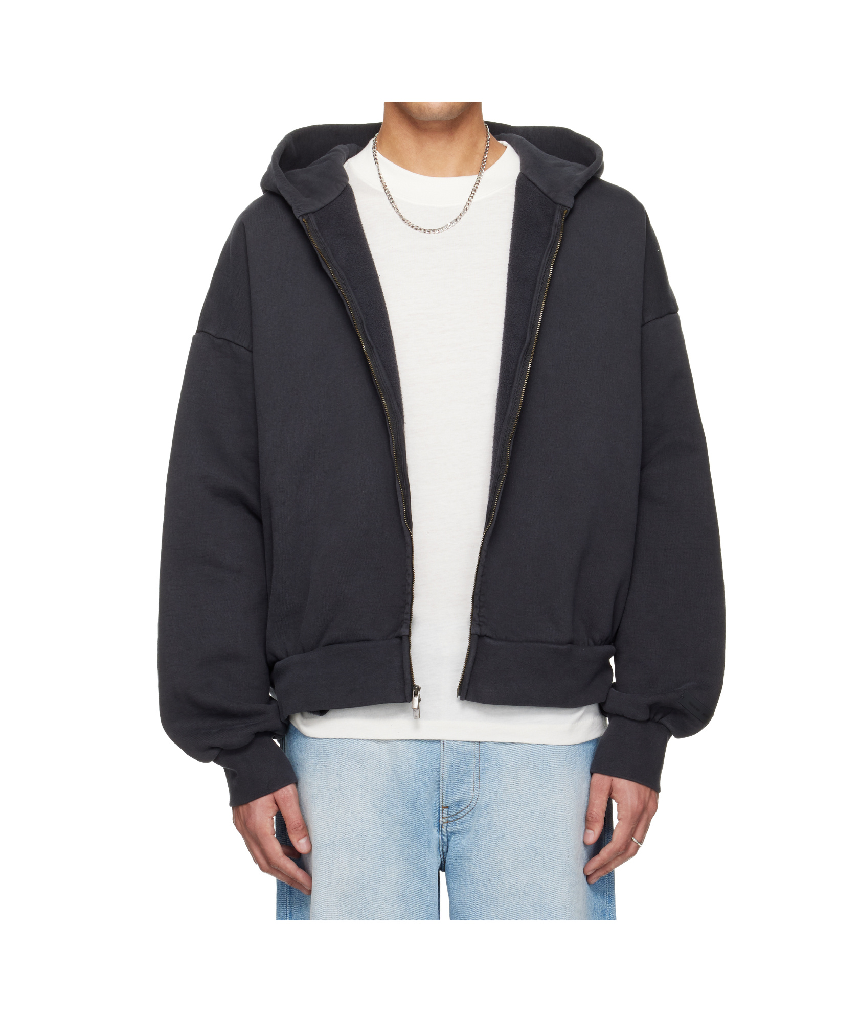 Essentials Holiday Embroidered Classic Full Zip Hoodie In Gray