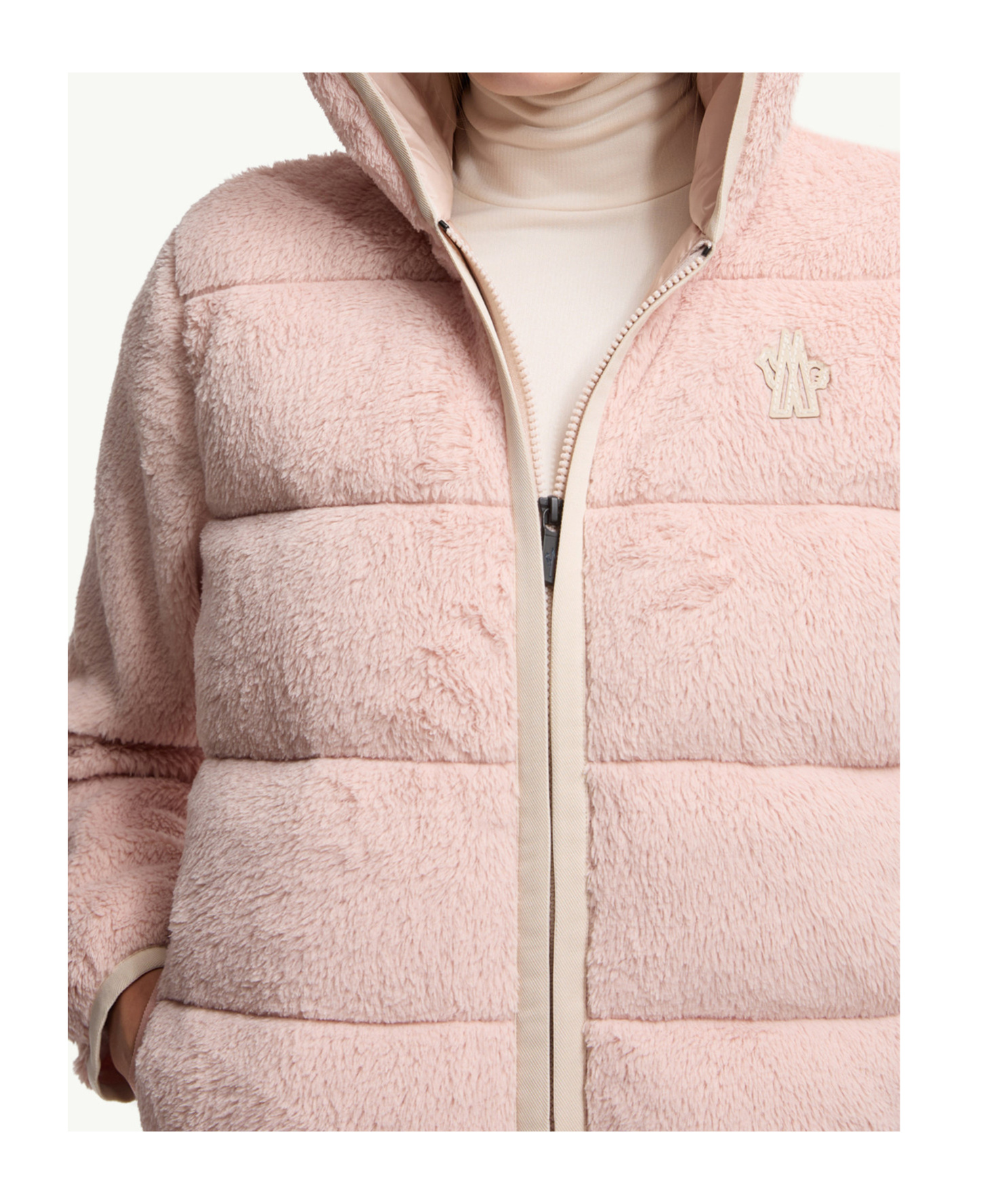 Moncler Padded Polartec Zip-up Hoodie In Neutral