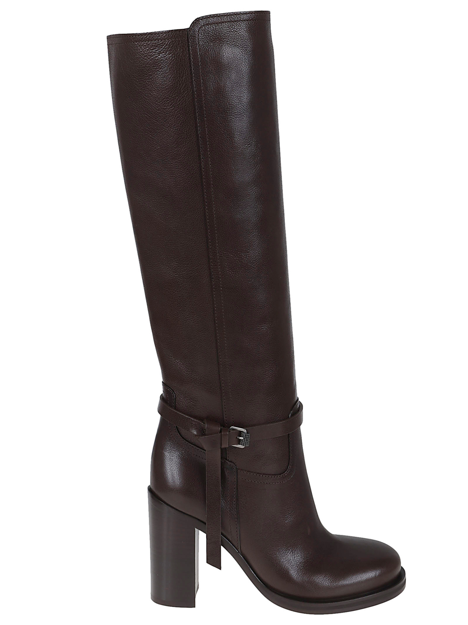 Brunello Cucinelli 100mm Buckle-strap Leather Boots In Brown