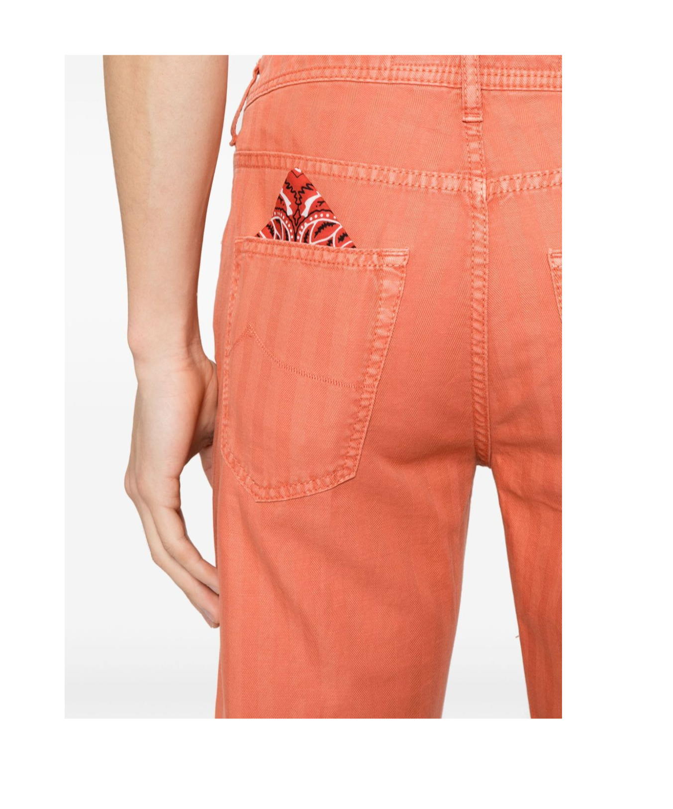 Jacob Cohen Scott Herringbone Tapered Trousers In Orange