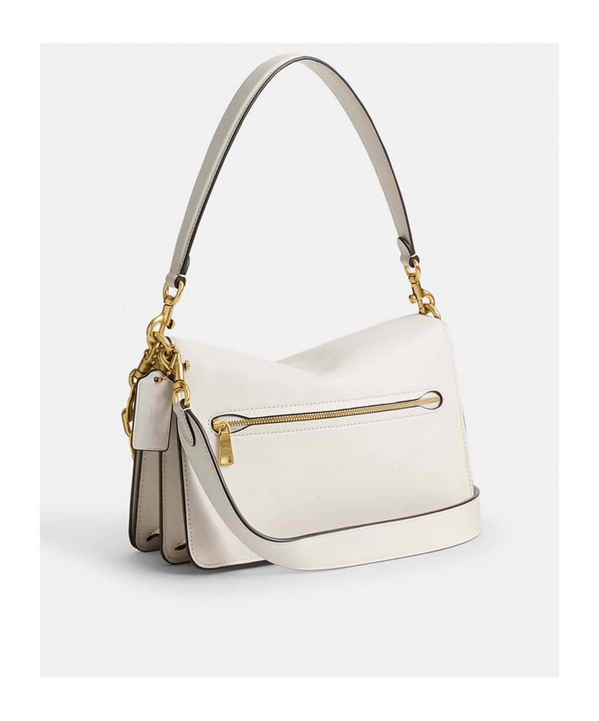 Coach Tabby Grain Leather Shoulder Bag With Chain In White