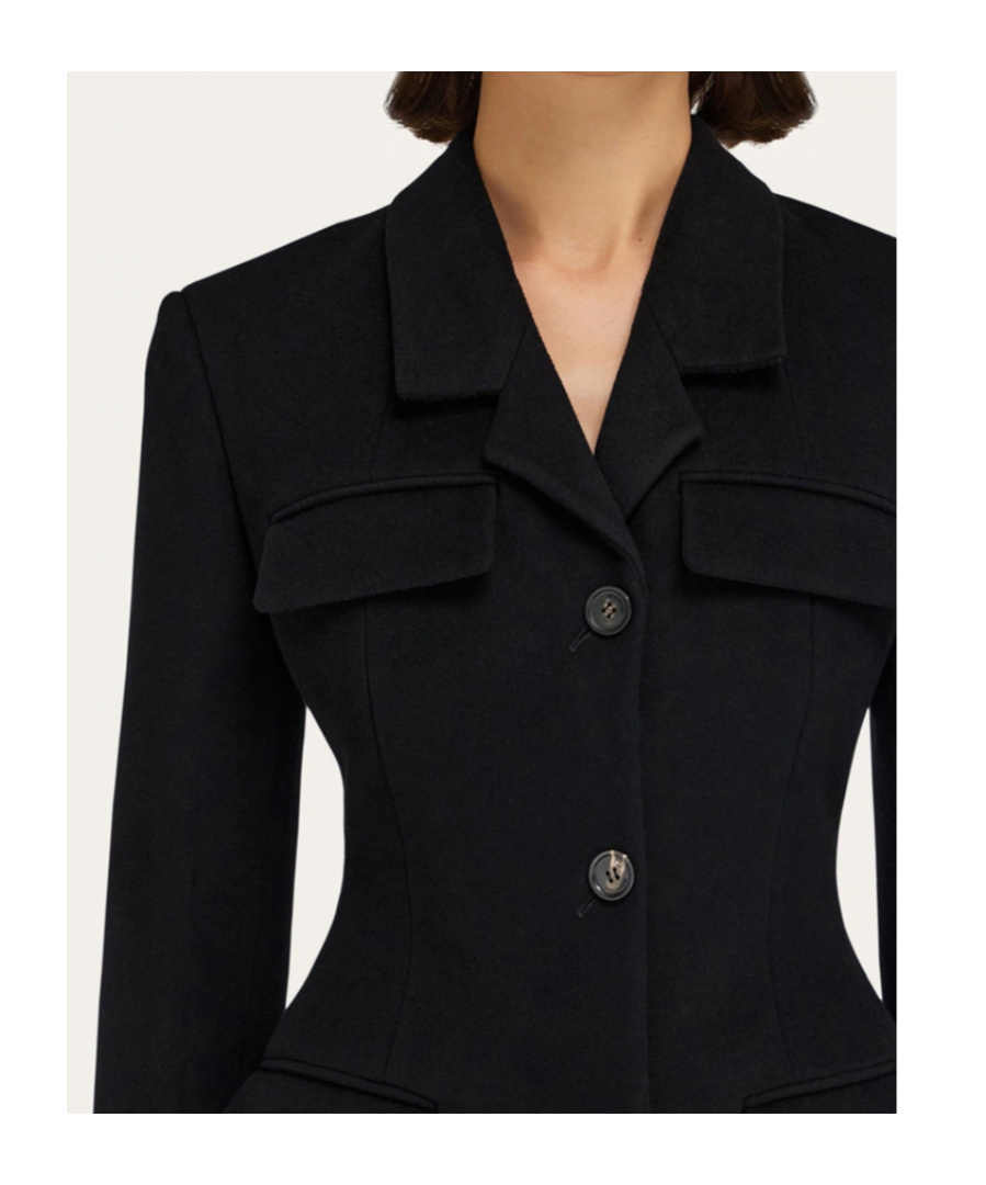 Ferragamo Flap-pocket Single-breasted Coat In Black