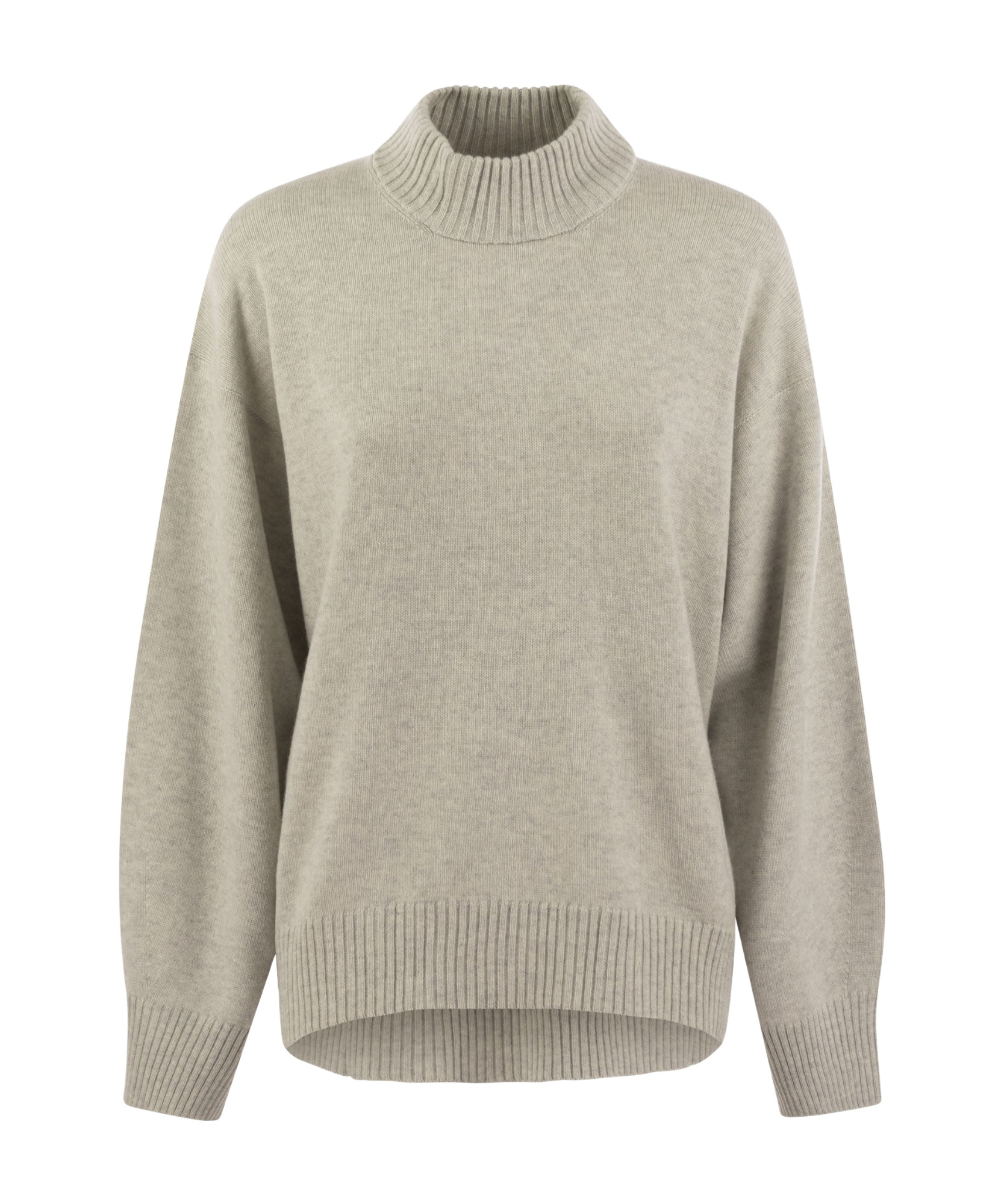 Brunello Cucinelli Elegant Cashmere Turtleneck Sweater With Shimmering Cuff Accents In Nude