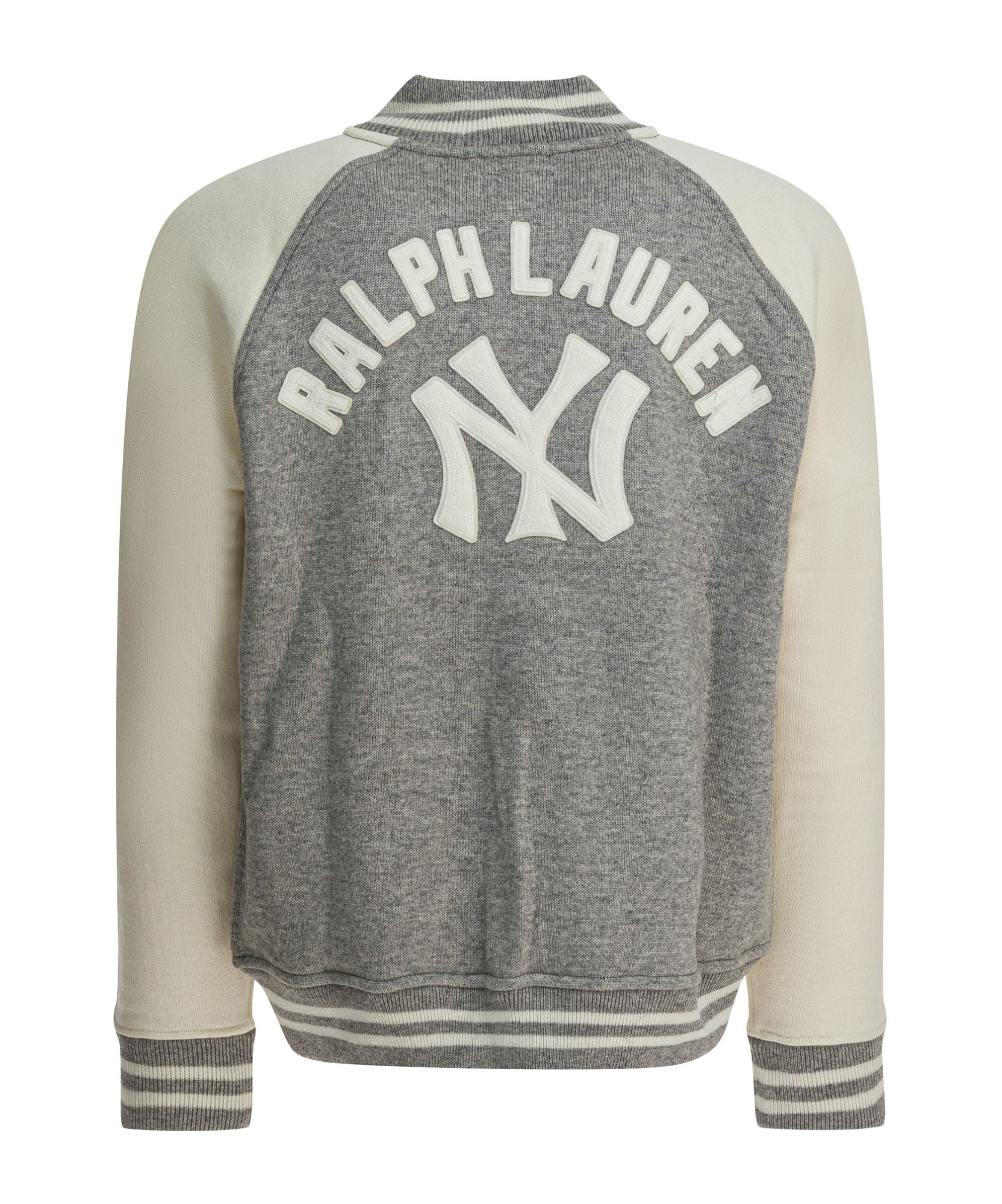 Polo Ralph Lauren Stylish Knit Jacket Contrast Sleeves In Gray