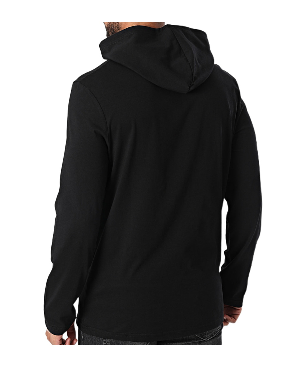 Hugo Boss Hooded Long-sleeved T-shirt In Black