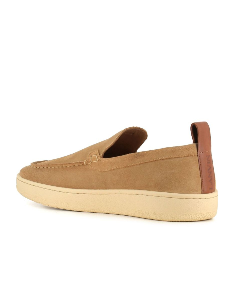 Lanvin Suede Slipper Loafers Dark Beige In Nude