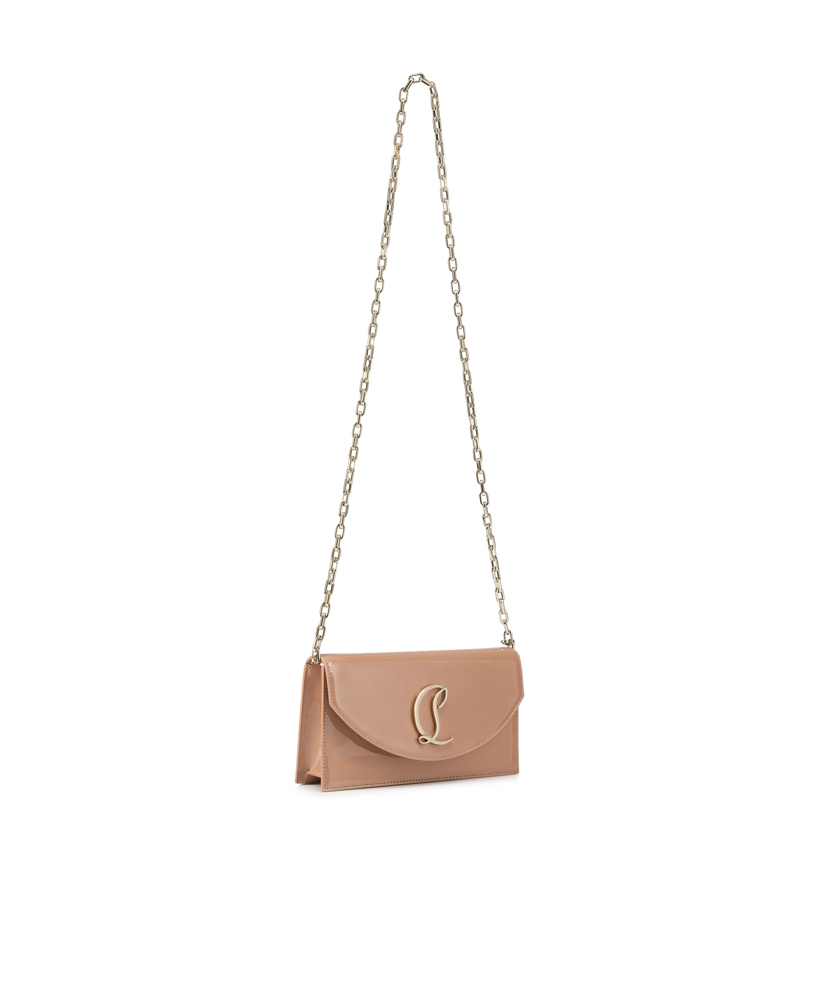Christian Louboutin Loubi54 Flap Patent Leather Clutch Bag In Pink