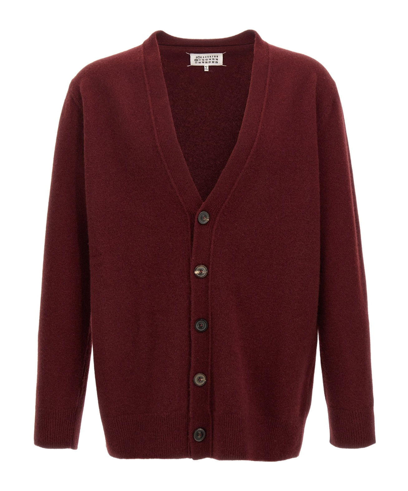 Maison Margiela Wool Cardigan With V-neck And Back Detail In Brown