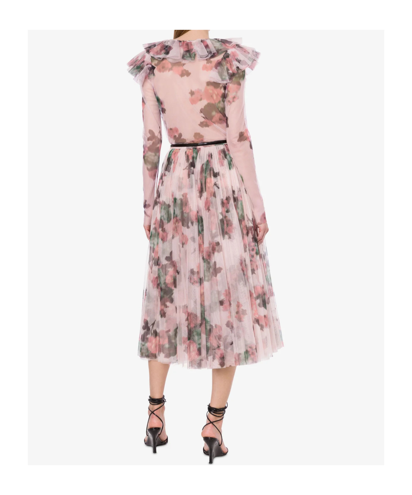 Philosophy Di Lorenzo Serafini Skirt Longuette In Tulle With Flower Print In Pink