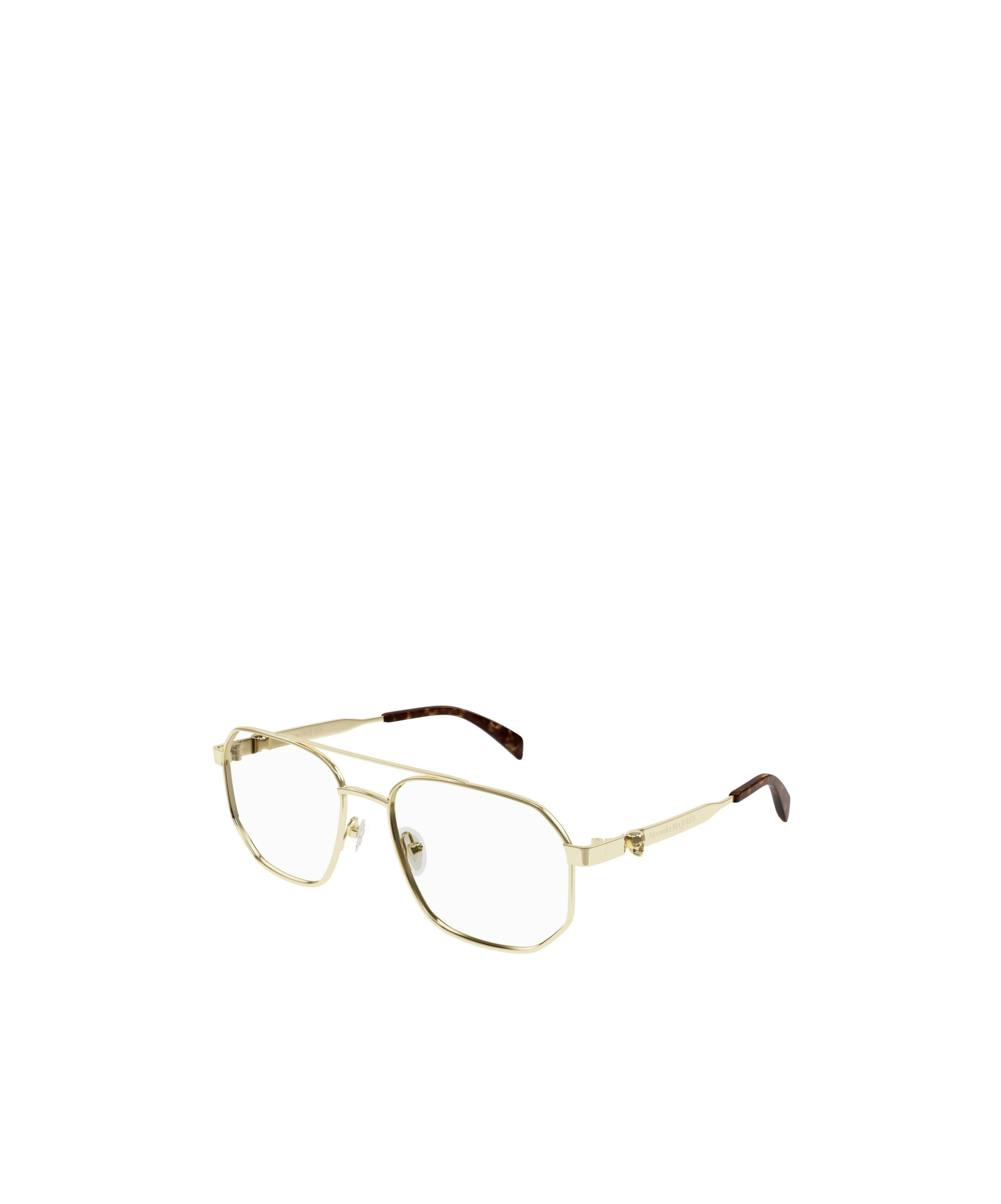 Alexander Mcqueen Logo-engraved Pilot-frame Glasses In Nude