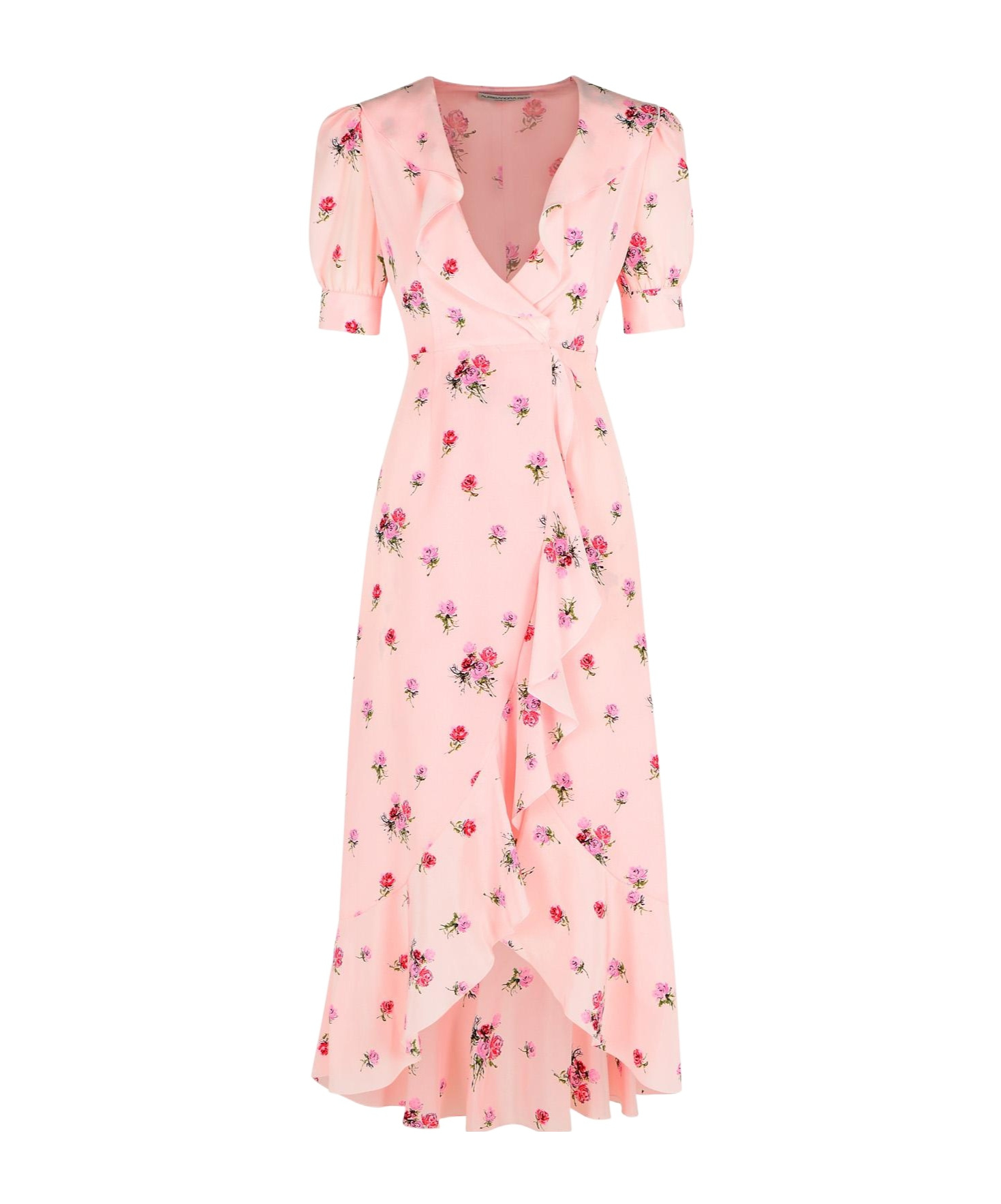 Alessandra Rich Floral Midi Dress In Pink