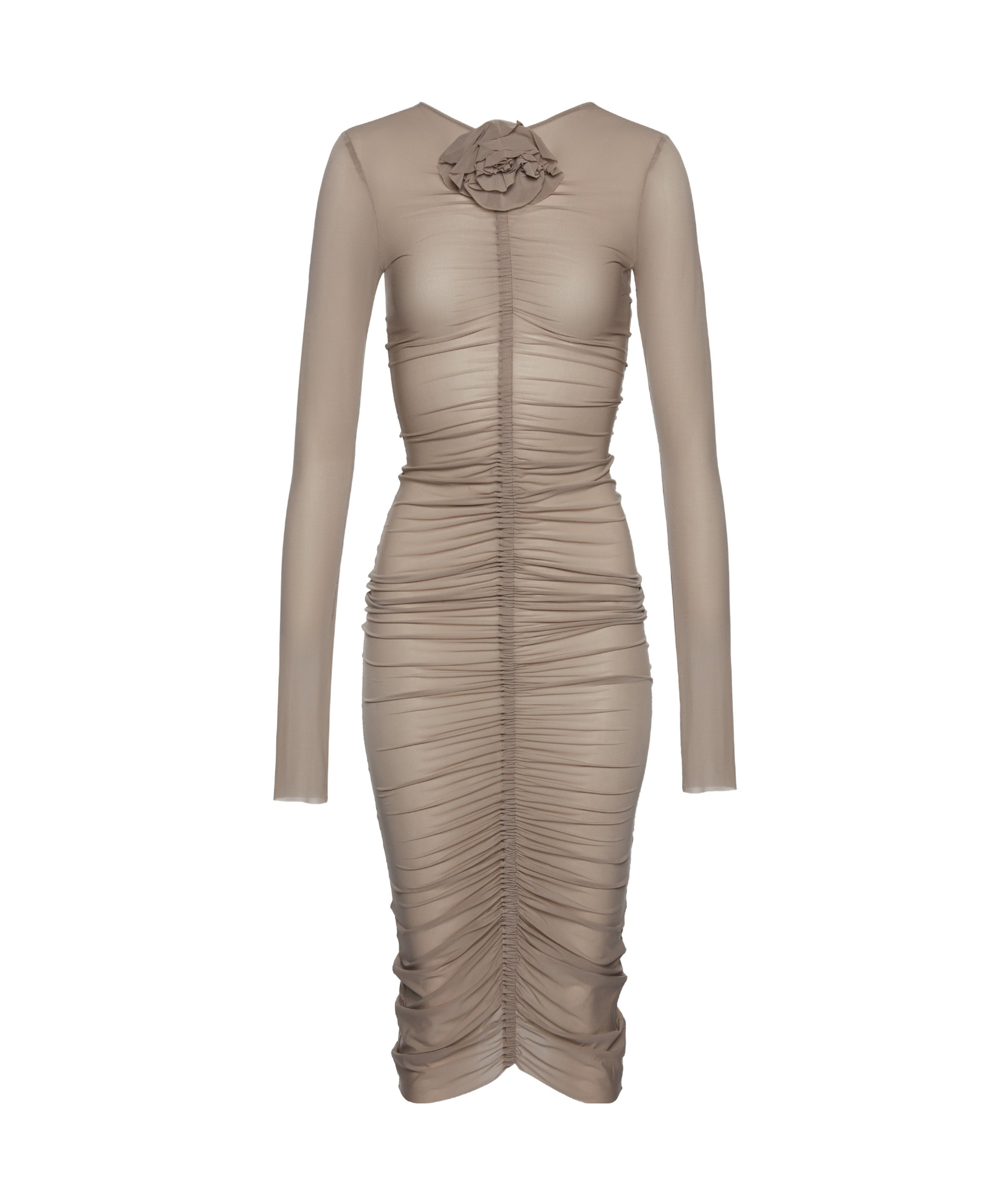 Magda Butrym Ruched Jersey Midi Dress In Nude