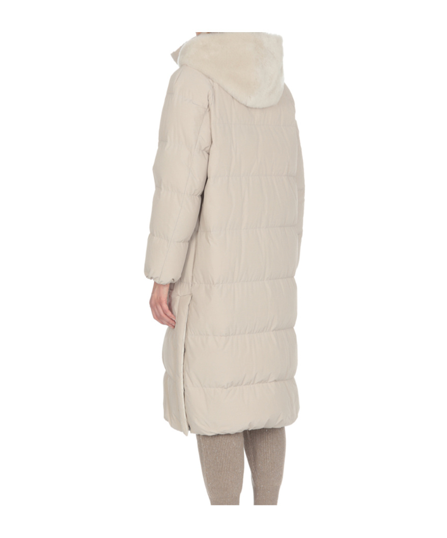 Brunello Cucinelli High-neck Hooded Coat In Nude