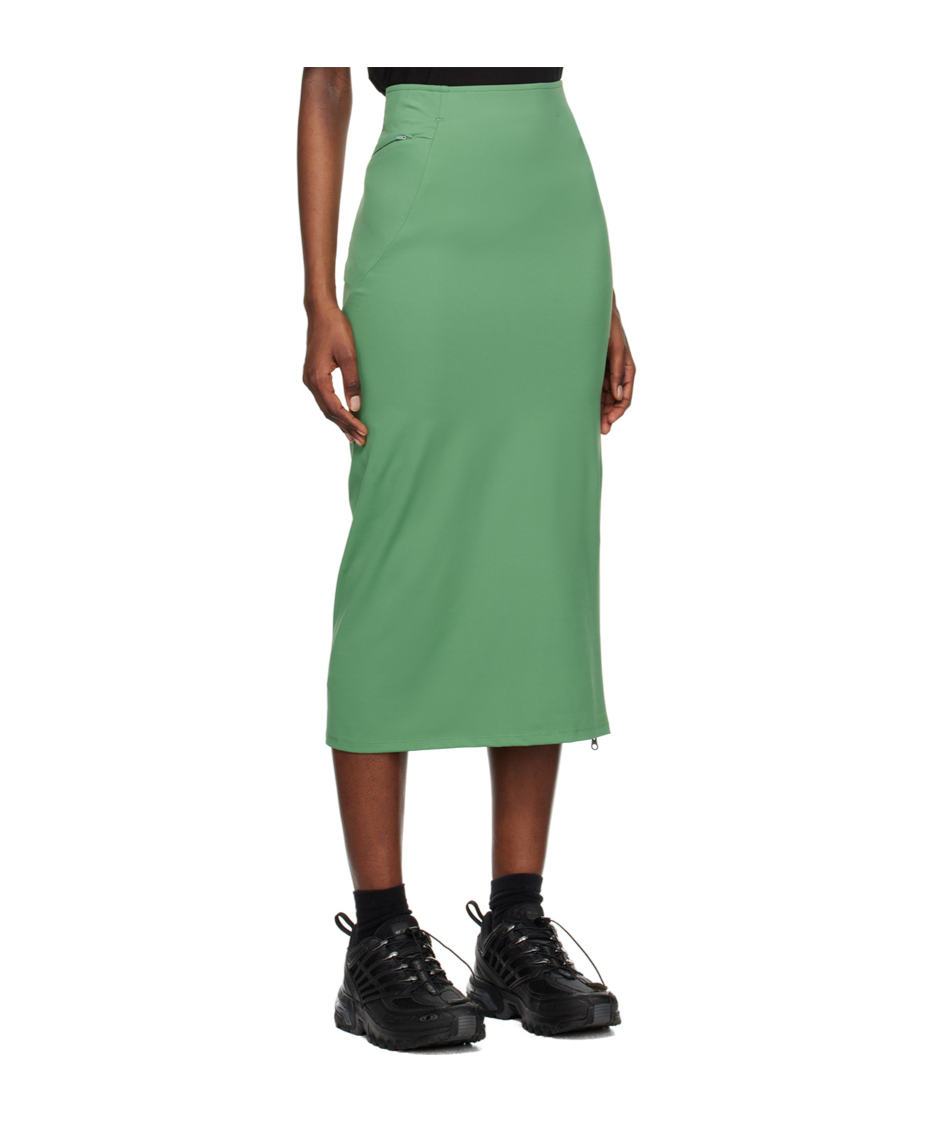 Post Archive Faction (paf) Elastic Zipper Skirts In Green