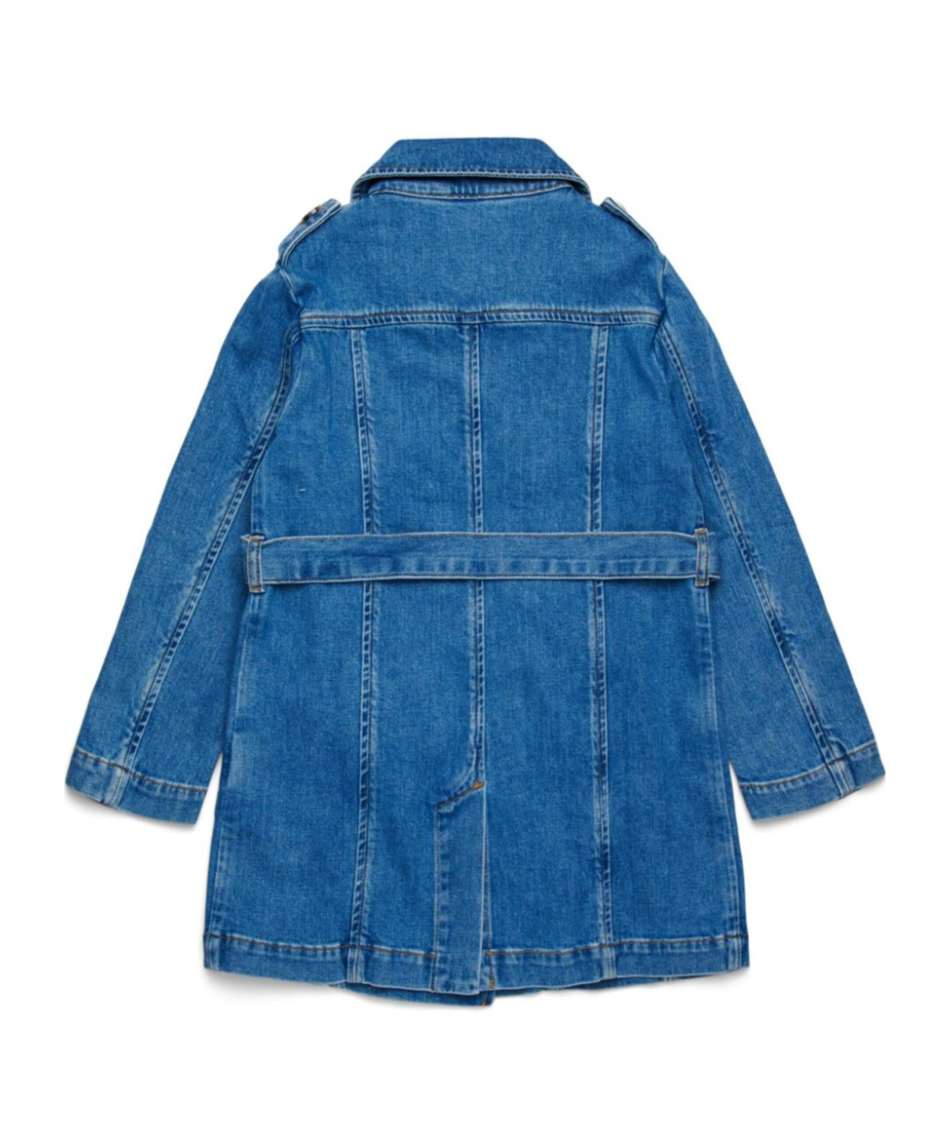 Maxco. Double-breasted Denim Coat In Blue