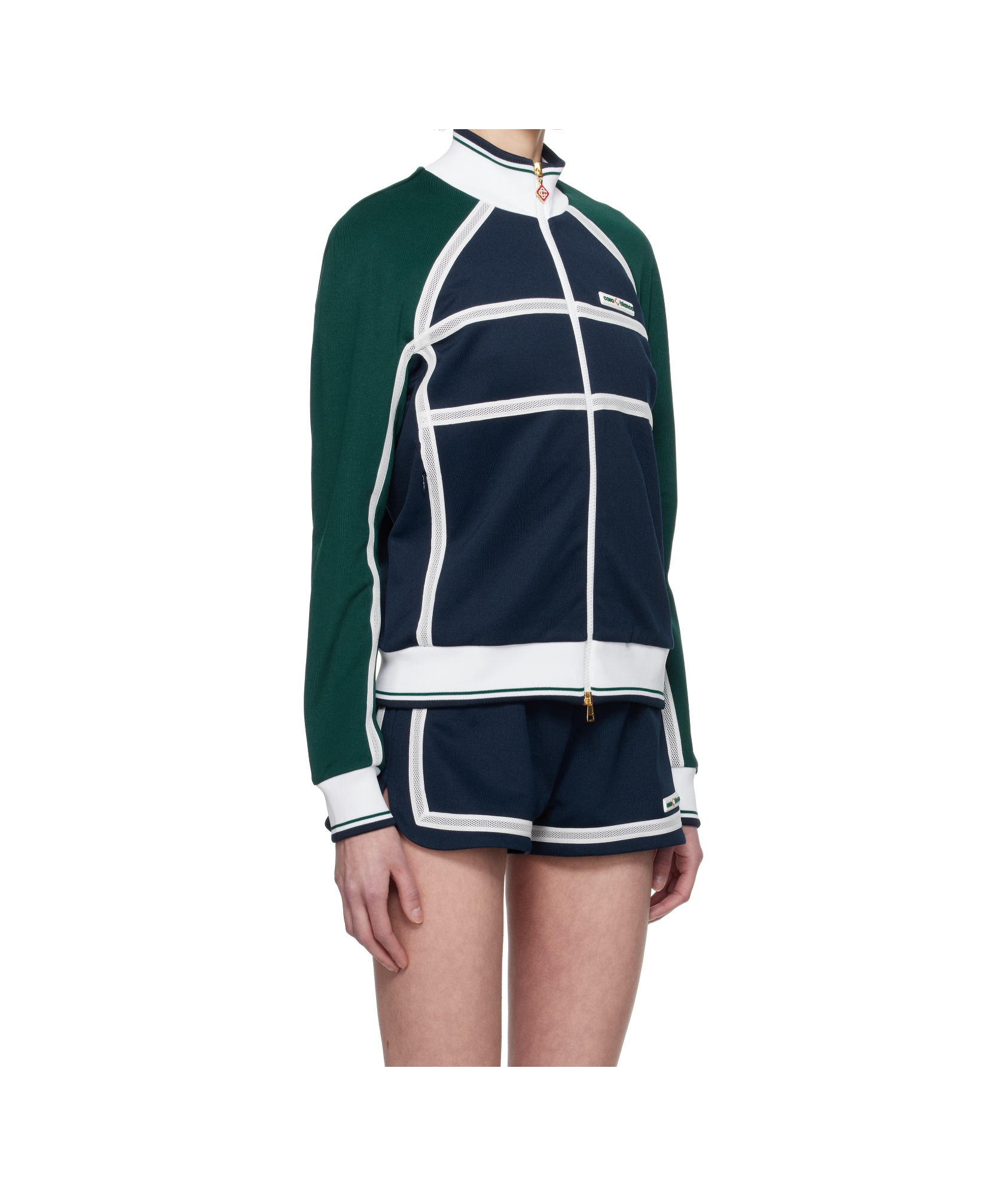 Casablanca Women's Track Mesh Tape Jacket | Size Small | Wps25jtp309 Color 01navy Color Green In Blue