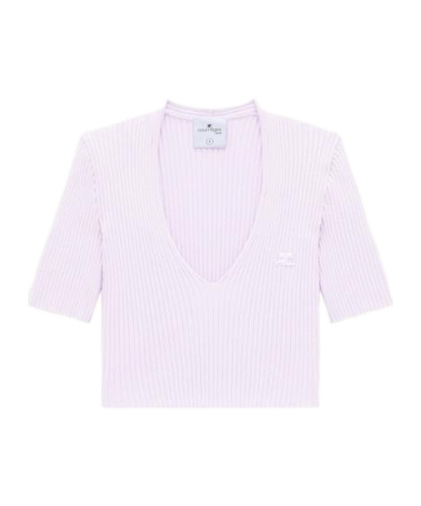 Courrèges Ribbed Knit V-neck Top