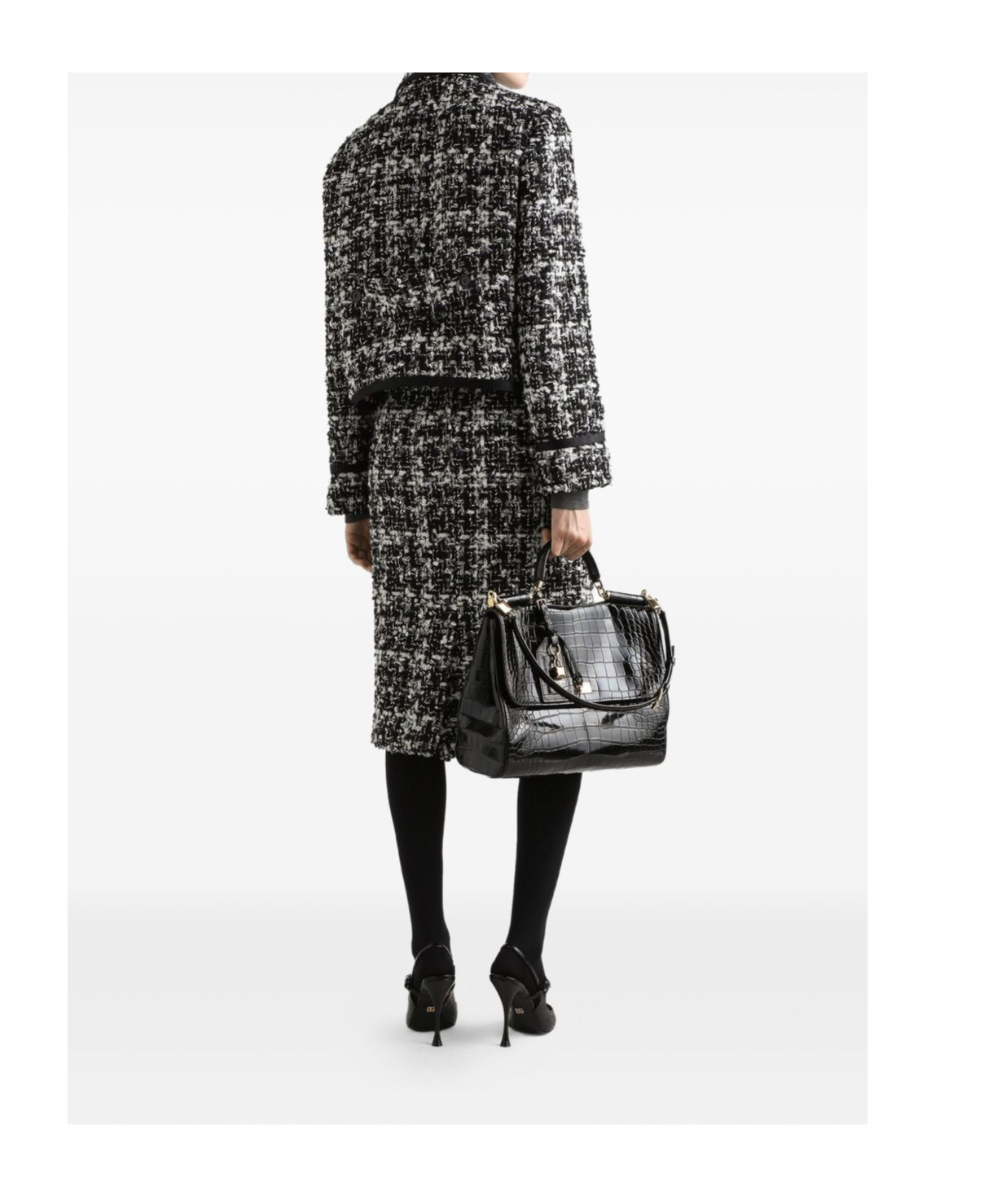 Dolce & Gabbana Wool Blend Tweed Jacket In Black