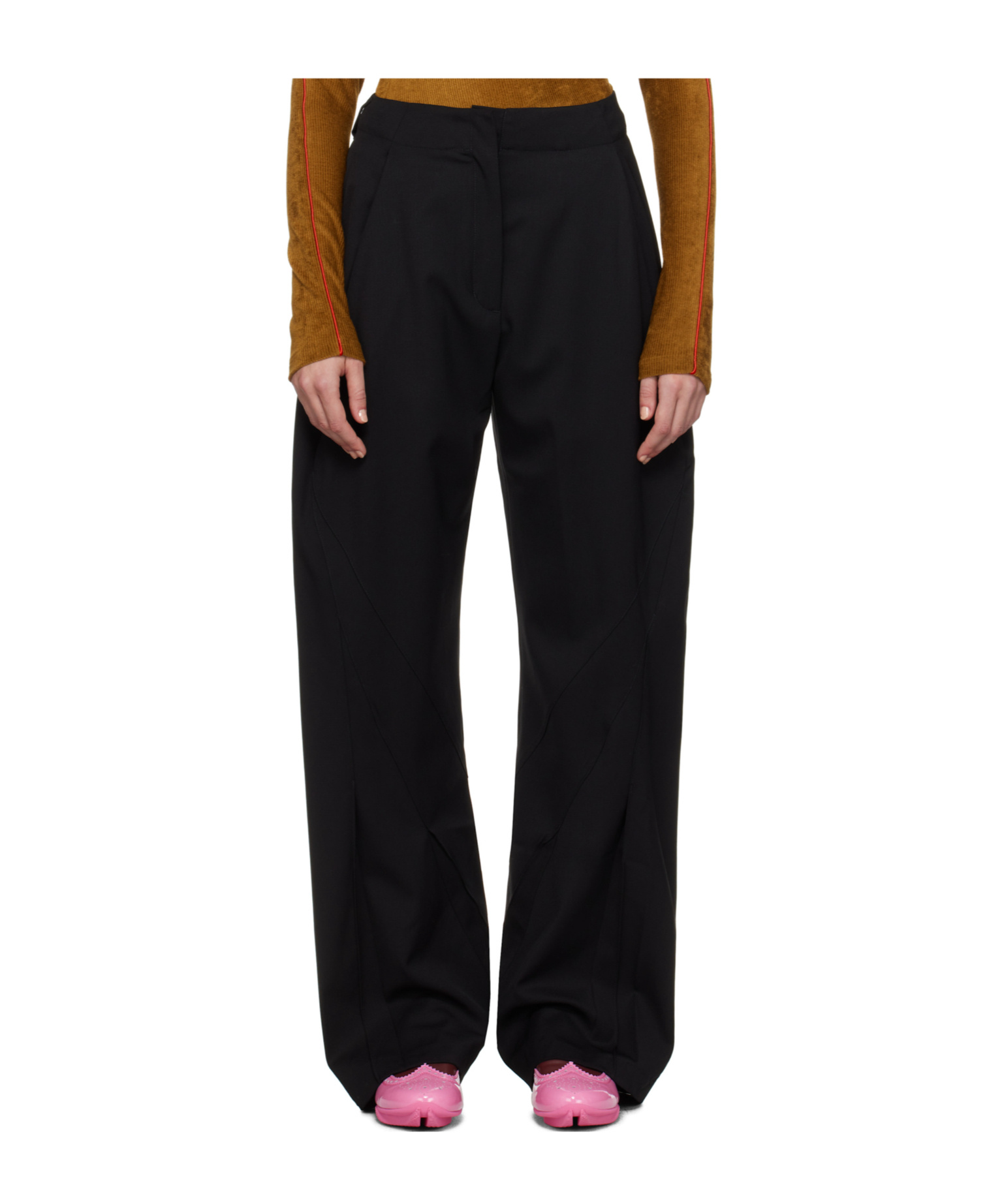 Kiko Kostadinov Wool Wide-leg Pant Inverted Pleats In Black
