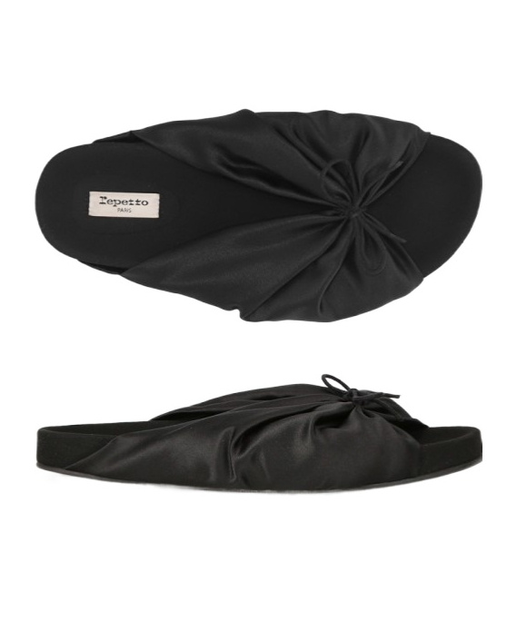 Repetto Pleated Slippers In Black