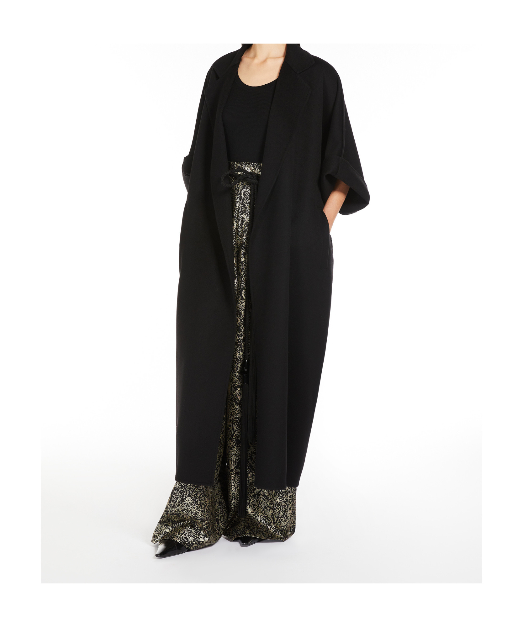 Max Mara Printed Silk Trousers In Black