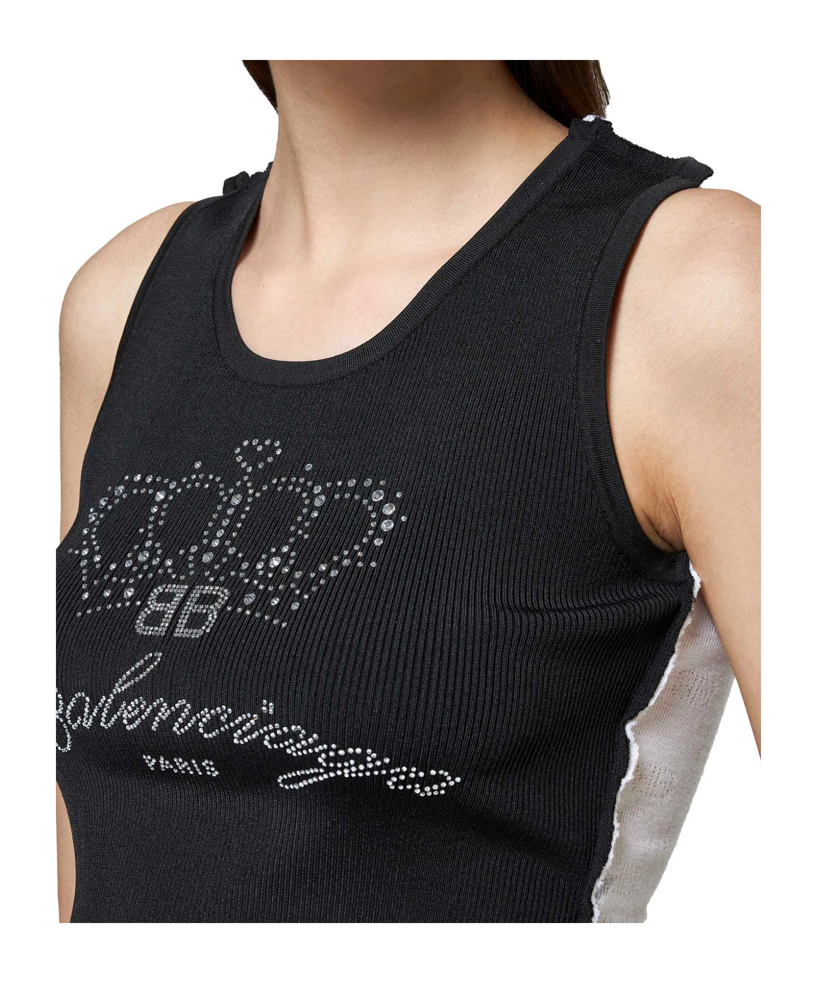 Balenciaga Rhinestone Embellished Top In Black