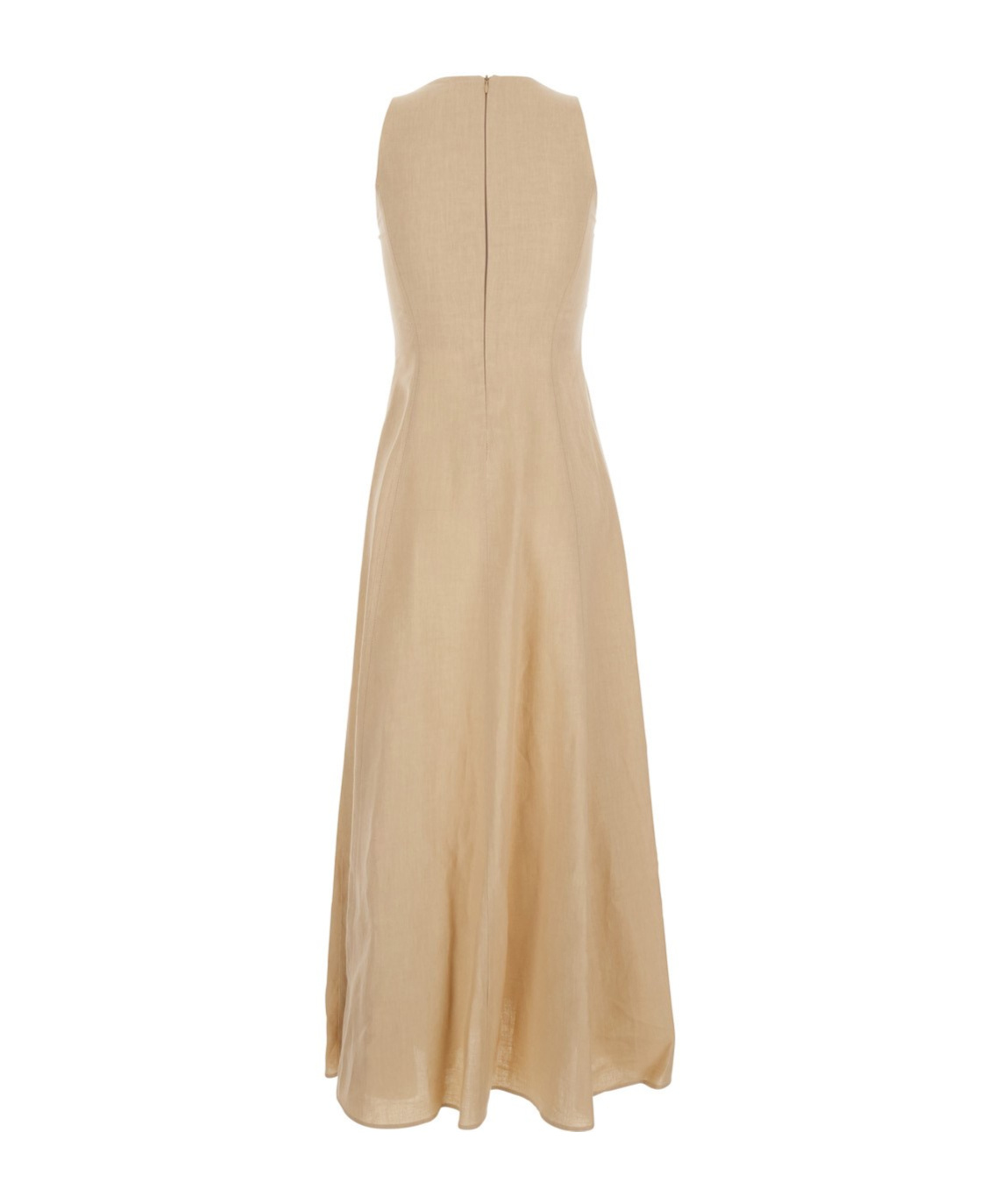 Eleventy Beige Long Sleeveless Dress In Linen Woman In Neutral