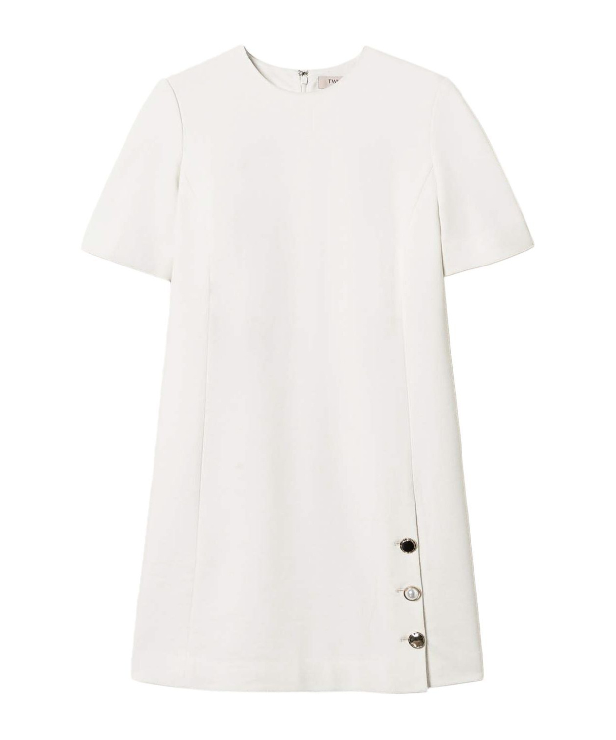 Shop Twinset Buttoned Mini Dress In White