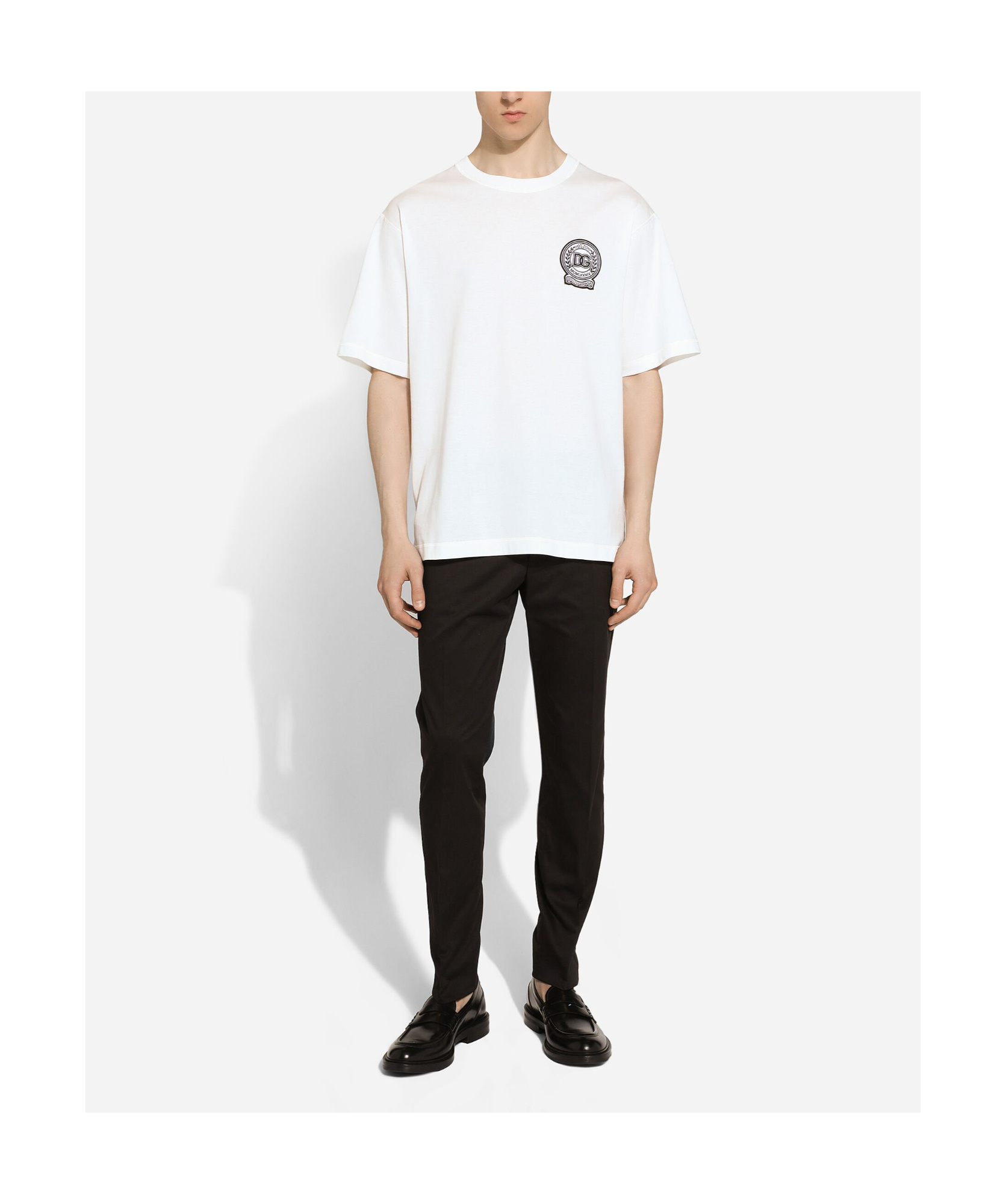 Dolce & Gabbana White T-shirt With Crew Neck And Printed Dg Logo On The Chest In White