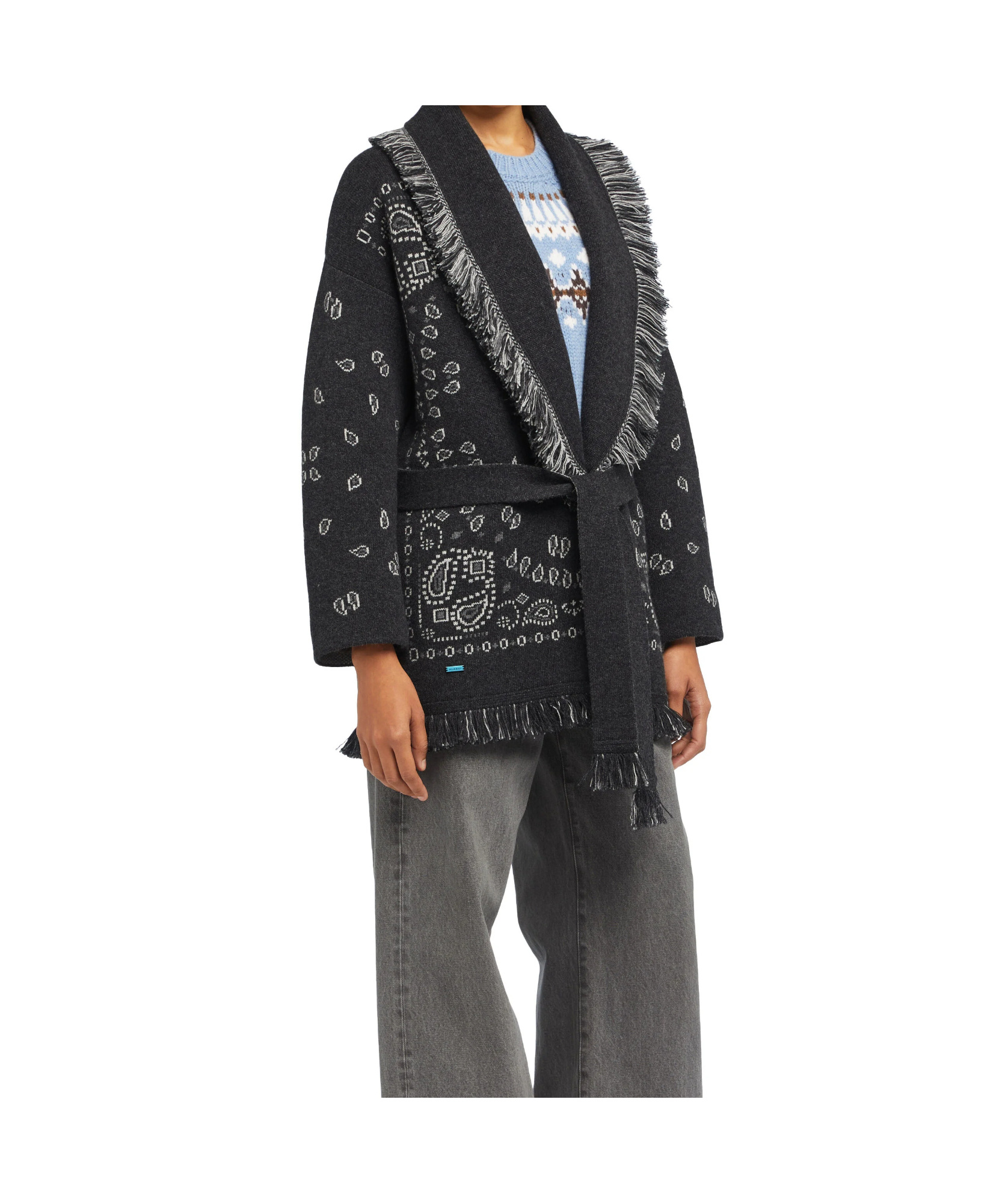 Alanui Bandana Jacquard Cardigan In Black