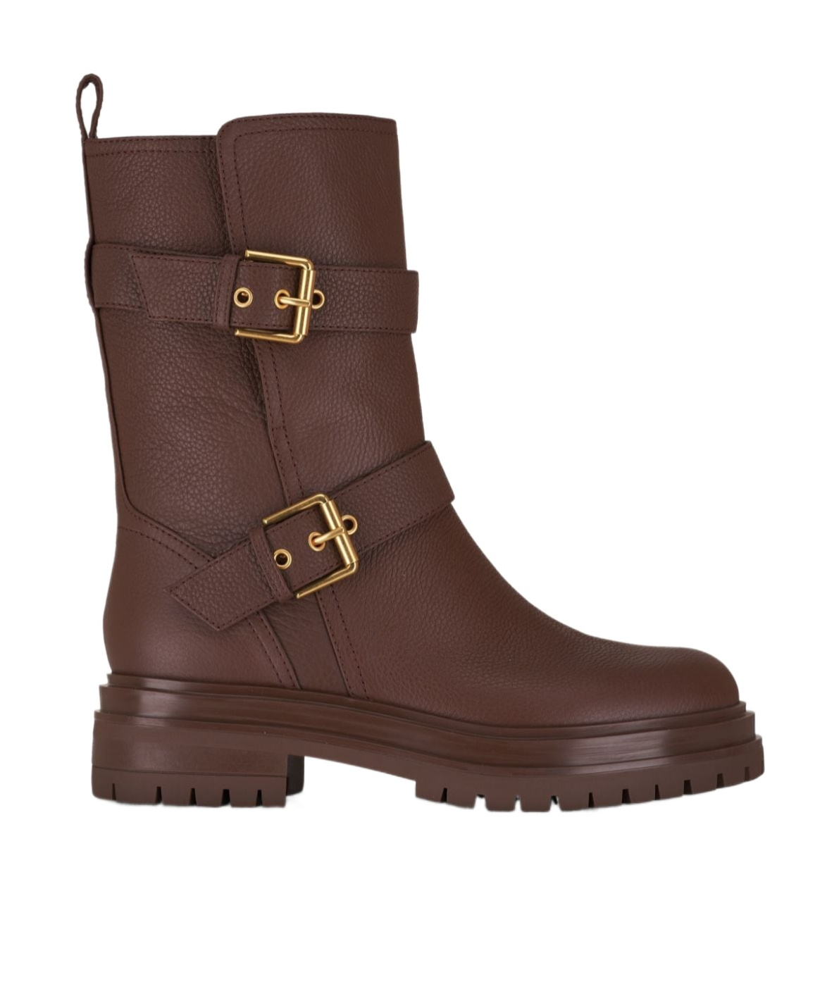 Gianvito Rossi Thiago Flair Buckled Textured-leather Boots In Brown