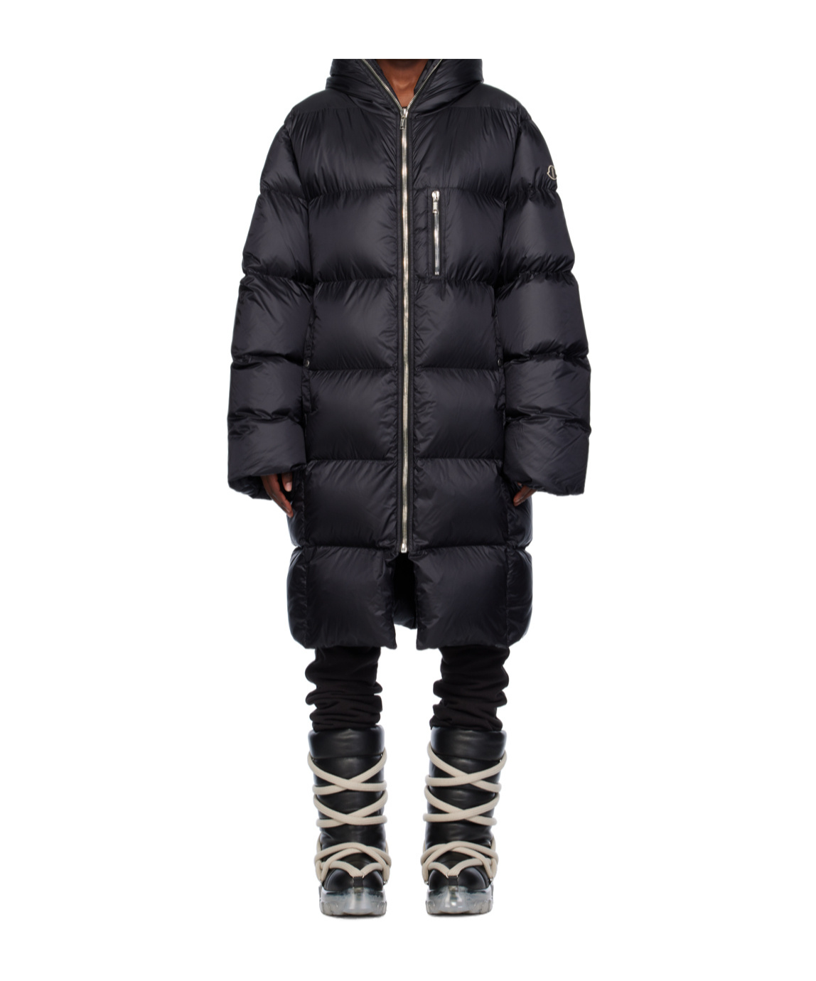 Moncler X Rick Owens Gimp Logo-patch Padded Coat In Black
