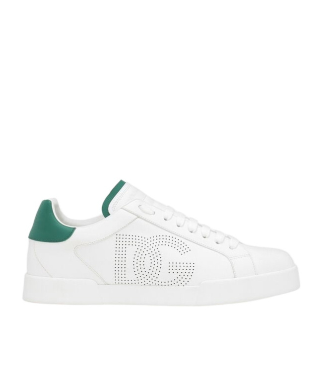 Dolce & Gabbana White And Black Leather Sneakers In White