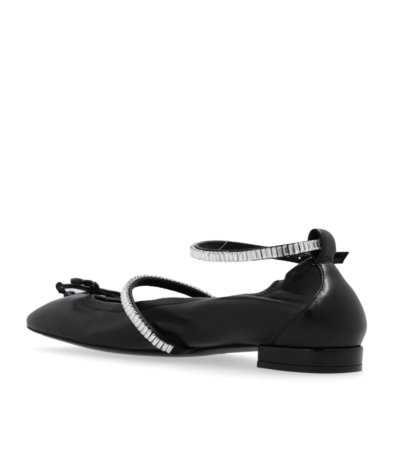 Stuart Weitzman Stefanie Ballet Flats In Black Leather In Black